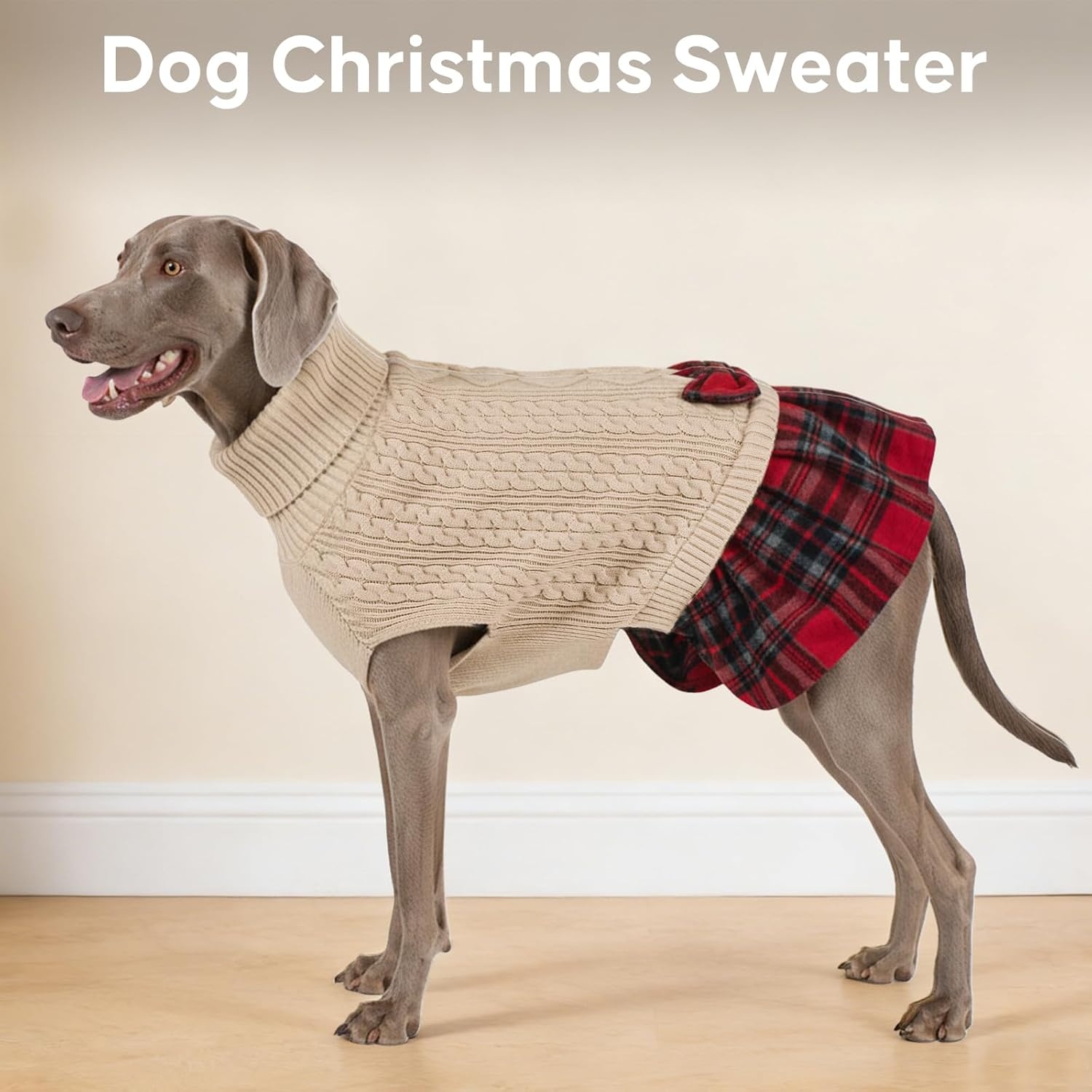 image:imageKYEESE Dog Sweater Thick Dog Sweaters for Small Dogs Male Stretchy Knitwear Pet Sweater Dress Warm Pullover Pet Coats Comfy Dogs Clothes with Bowtie Soft Turtleneck Cat Sweaters Green Medium01 Beige