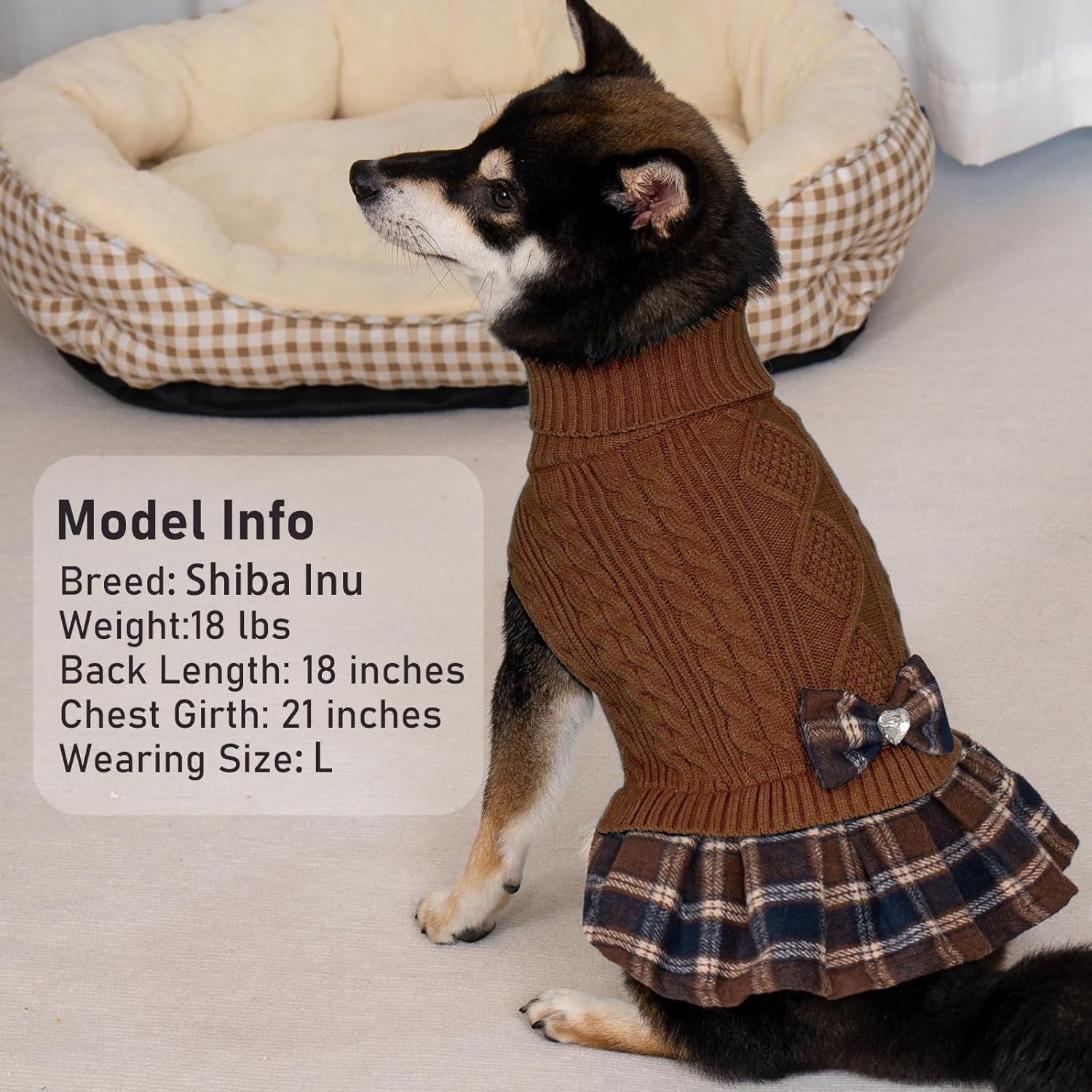 image:imageKYEESE Dog Sweater Thick Dog Sweaters for Small Dogs Male Stretchy Knitwear Pet Sweater Dress Warm Pullover Pet Coats Comfy Dogs Clothes with Bowtie Soft Turtleneck Cat Sweaters Green Medium10 Brown