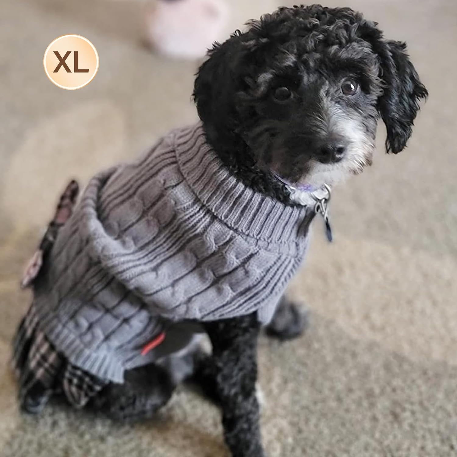 image:imageKYEESE Dog Sweater Thick Dog Sweaters for Small Dogs Male Stretchy Knitwear Pet Sweater Dress Warm Pullover Pet Coats Comfy Dogs Clothes with Bowtie Soft Turtleneck Cat Sweaters Green Medium04 Grey