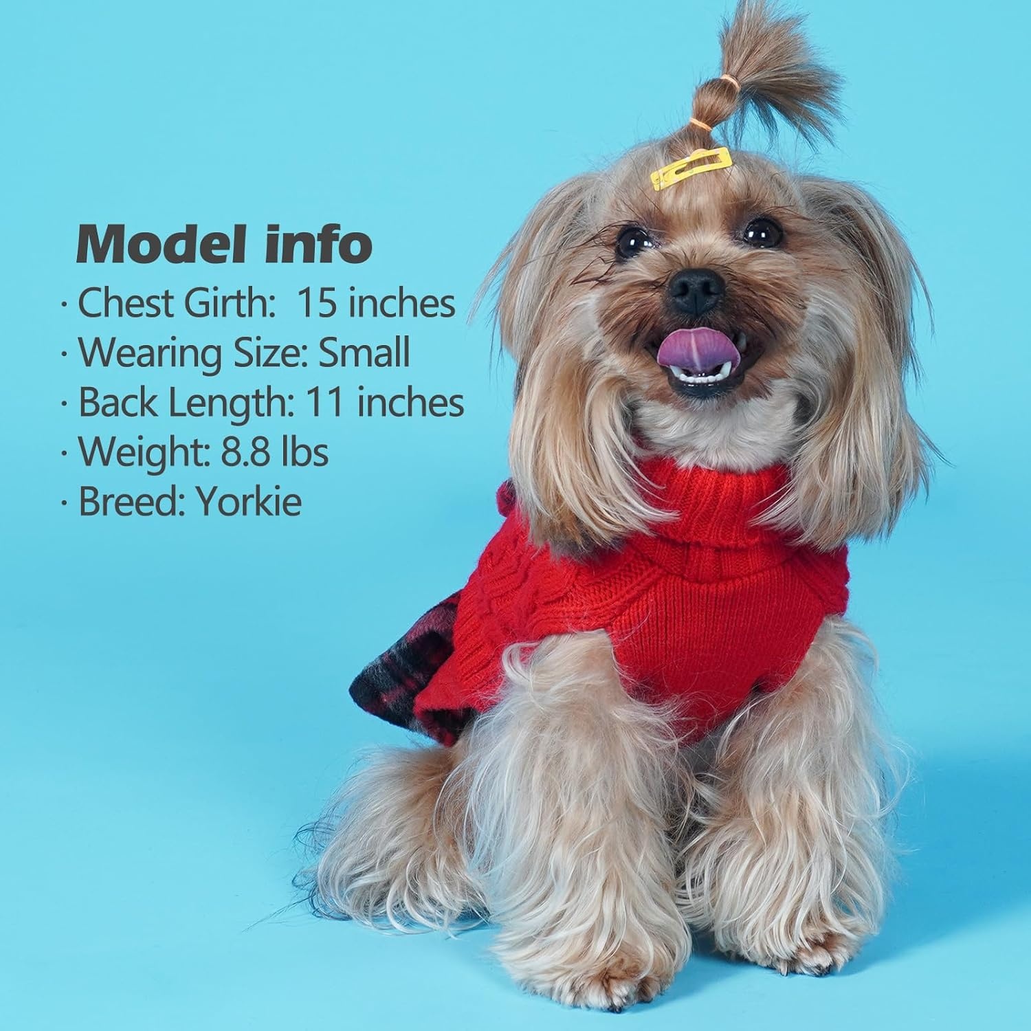 image:imageKYEESE Dog Sweater Thick Dog Sweaters for Small Dogs Male Stretchy Knitwear Pet Sweater Dress Warm Pullover Pet Coats Comfy Dogs Clothes with Bowtie Soft Turtleneck Cat Sweaters Green Medium03 Red