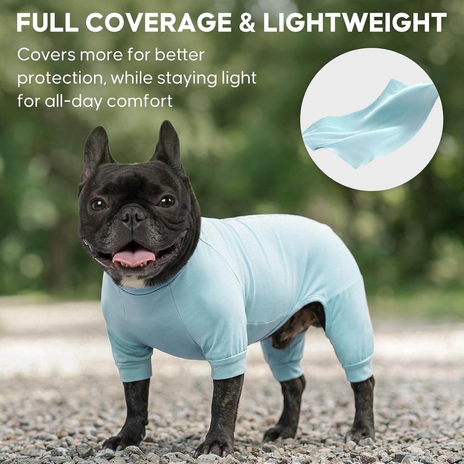 image:imageKYEESE UV Protection Dog Shirt UPF 50 Cooling Summer Jumpsuit for Small Dogs Breathable Reflective Shedding Control Dog Sun Shirts QuickDry Dogs Onesie Pet Clothes Blue LBlue