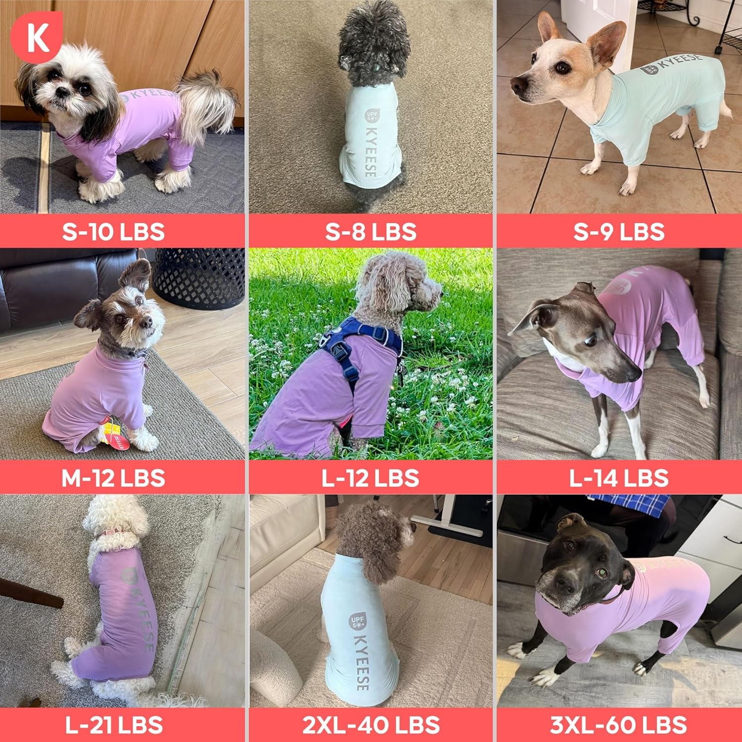 image:imageKYEESE UV Protection Dog Shirt UPF 50 Cooling Summer Jumpsuit for Small Dogs Breathable Reflective Shedding Control Dog Sun Shirts QuickDry Dogs Onesie Pet Clothes Blue LBlue