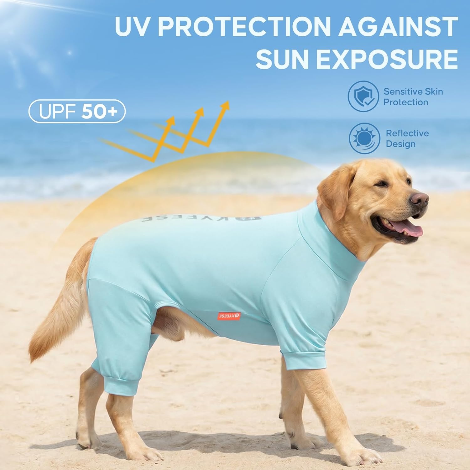 image:imageKYEESE UV Protection Dog Shirt UPF 50 Cooling Summer Jumpsuit for Small Dogs Breathable Reflective Shedding Control Dog Sun Shirts QuickDry Dogs Onesie Pet Clothes Blue LBlue