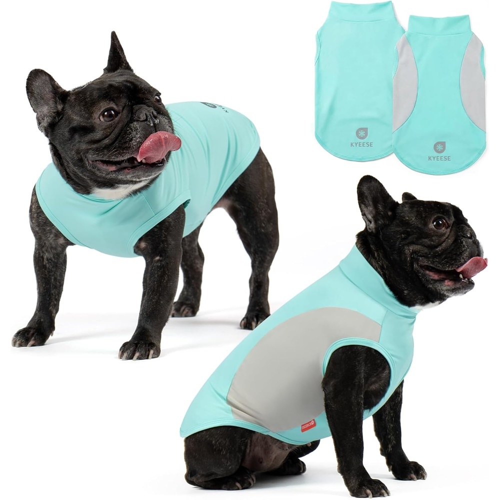 image:imageKYEESE 2Pack Dog Cooling Shirt Breathable Dog Shirt for Small Dogs Boy Sun Protection Reflective Pet Vest Lightweight Soft Tank Top Sleeveless Summer Dogs Clothes Blue LBlue
