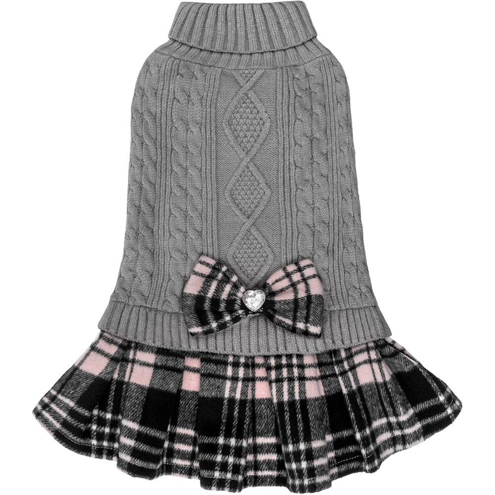 image:imageKYEESE Dog Sweater Thick Dog Sweaters for Small Dogs Male Stretchy Knitwear Pet Sweater Dress Warm Pullover Pet Coats Comfy Dogs Clothes with Bowtie Soft Turtleneck Cat Sweaters Green Medium04 Grey
