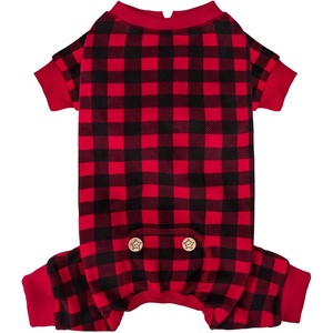 image:imageKYEESE Dog Pajamas Soft Dog Pajamas for Small Dogs Comfy Pet Costume Warm 4 Legs Pet Jammies Velvet Pets Onesie Stretchy Dogs Clothes Red Buffalo Check Pet PjsMRed