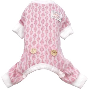 image:imageKYEESE Dog Pajamas Stretchable 4 Legs Doggie Jammies Striped Jumpsuit Lightweight Onesie Puppy Pajamas Cozy Outfit Comfortable Dog Clothes Hair Shedding Cover Pet Sleepwear Green Striped Medium09 Pink