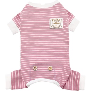 image:imageKYEESE Dog Pajamas Stretchable 4 Legs Doggie Jammies Striped Jumpsuit Lightweight Onesie Puppy Pajamas Cozy Outfit Comfortable Dog Clothes Hair Shedding Cover Pet Sleepwear Green Striped Medium02 Pink Stripe