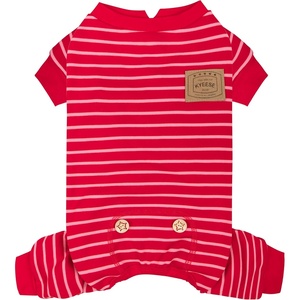 image:imageKYEESE Dog Pajamas Stretchable 4 Legs Doggie Jammies Striped Jumpsuit Lightweight Onesie Puppy Pajamas Cozy Outfit Comfortable Dog Clothes Hair Shedding Cover Pet Sleepwear Green Striped Medium07 Red Stripe