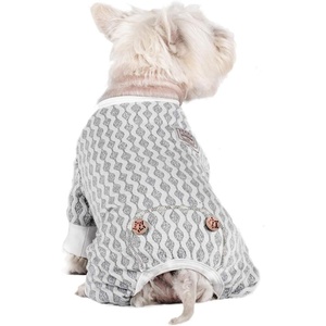 image:imageKYEESE Dog Pajamas Stretchable 4 Legs Doggie Jammies Striped Jumpsuit Lightweight Onesie Puppy Pajamas Cozy Outfit Comfortable Dog Clothes Hair Shedding Cover Pet Sleepwear Green Striped Medium10 Grey