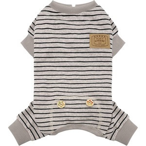 image:imageKYEESE Dog Pajamas Stretchable 4 Legs Doggie Jammies Striped Jumpsuit Lightweight Onesie Puppy Pajamas Cozy Outfit Comfortable Dog Clothes Hair Shedding Cover Pet Sleepwear Green Striped Medium03 Ivory Brown Stripe