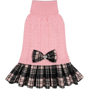 image:imageKYEESE Dog Sweater Thick Dog Sweaters for Small Dogs Male Stretchy Knitwear Pet Sweater Dress Warm Pullover Pet Coats Comfy Dogs Clothes with Bowtie Soft Turtleneck Cat Sweaters Green Medium02 Pink