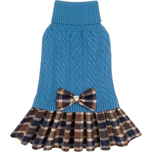 image:imageKYEESE Dog Sweater Thick Dog Sweaters for Small Dogs Male Stretchy Knitwear Pet Sweater Dress Warm Pullover Pet Coats Comfy Dogs Clothes with Bowtie Soft Turtleneck Cat Sweaters Green Medium09 Blue
