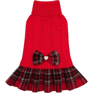 image:imageKYEESE Dog Sweater Thick Dog Sweaters for Small Dogs Male Stretchy Knitwear Pet Sweater Dress Warm Pullover Pet Coats Comfy Dogs Clothes with Bowtie Soft Turtleneck Cat Sweaters Green Medium03 Red