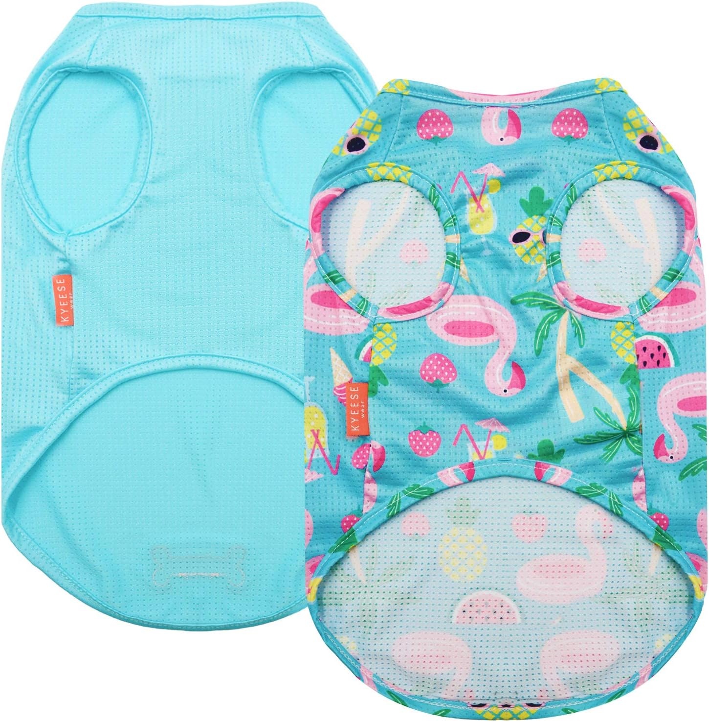 image:imageKYEESE 2Pack Dog Shirt Lightweight Sun Protection Dog T Shirts for Small Dogs Girl Breathable Mesh Tank Top Sleeveless Pet Reflective Vest Soft Summer Dogs Clothes LemonPink M1 2Pack Flamingoblue
