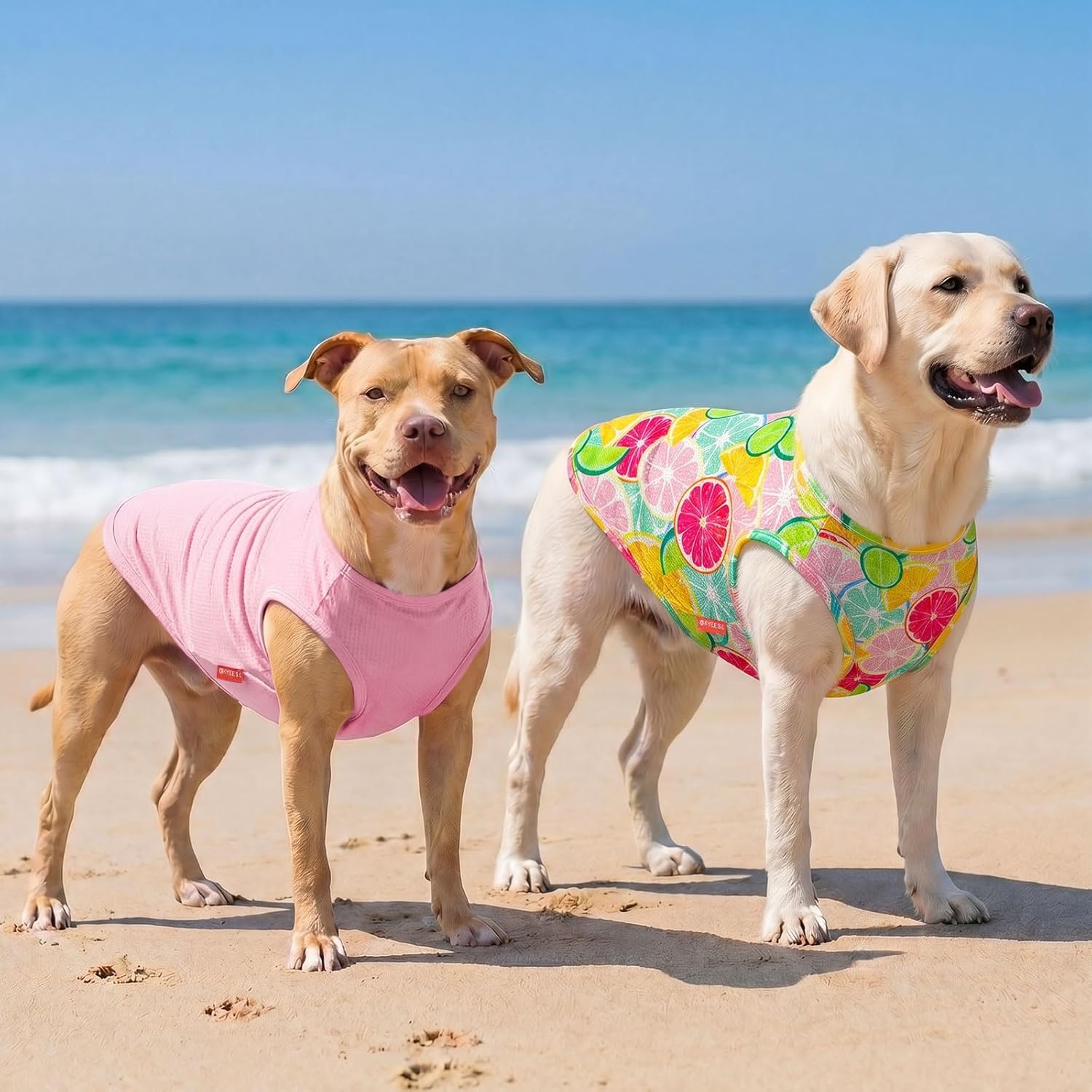 image:imageKYEESE 2Pack Dog Shirt Lightweight Sun Protection Dog T Shirts for Small Dogs Girl Breathable Mesh Tank Top Sleeveless Pet Reflective Vest Soft Summer Dogs Clothes LemonPink M4 2Pack LemonPink