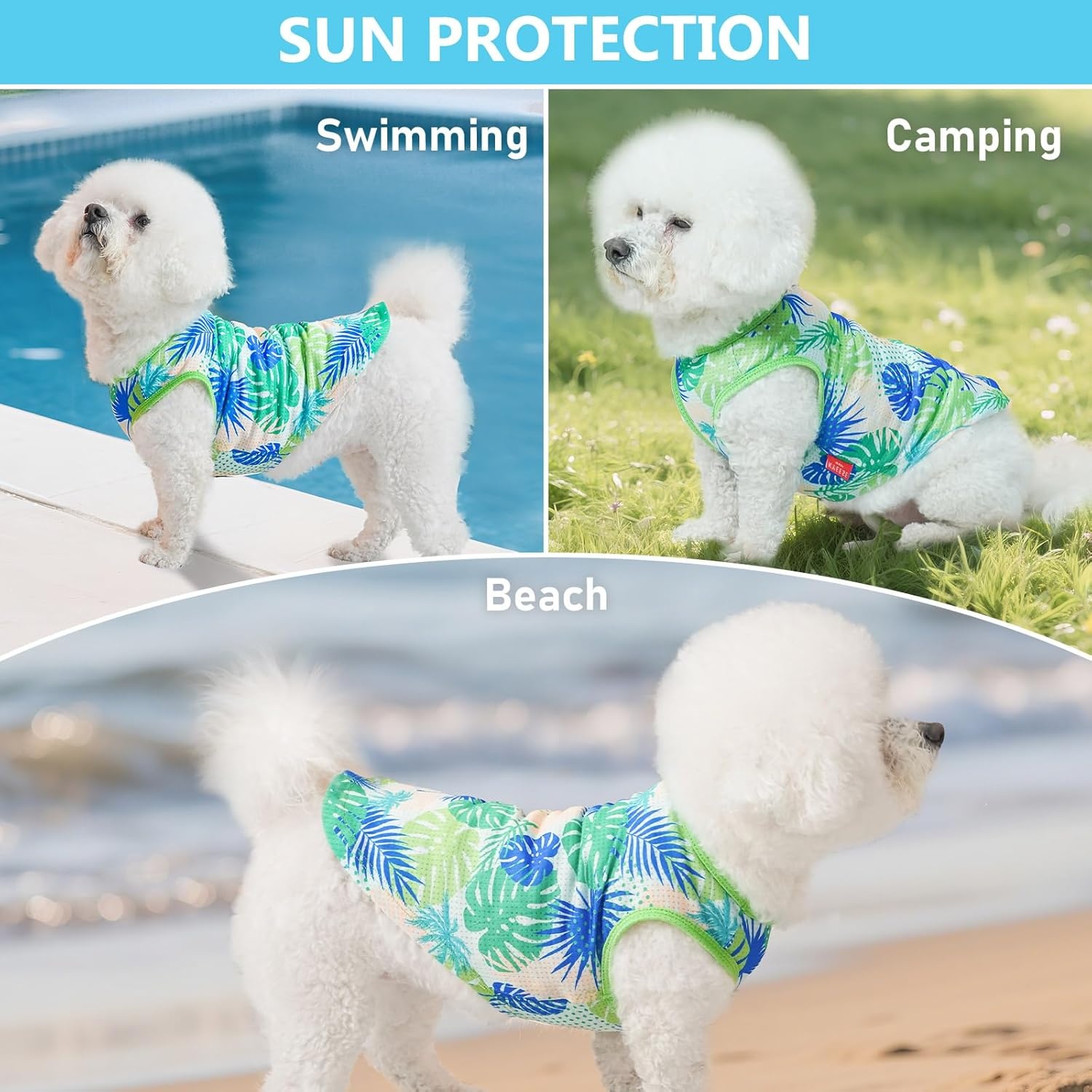image:imageKYEESE 2Pack Dog Shirt Lightweight Sun Protection Dog T Shirts for Small Dogs Girl Breathable Mesh Tank Top Sleeveless Pet Reflective Vest Soft Summer Dogs Clothes LemonPink M2 2Pack HawaiiGreen