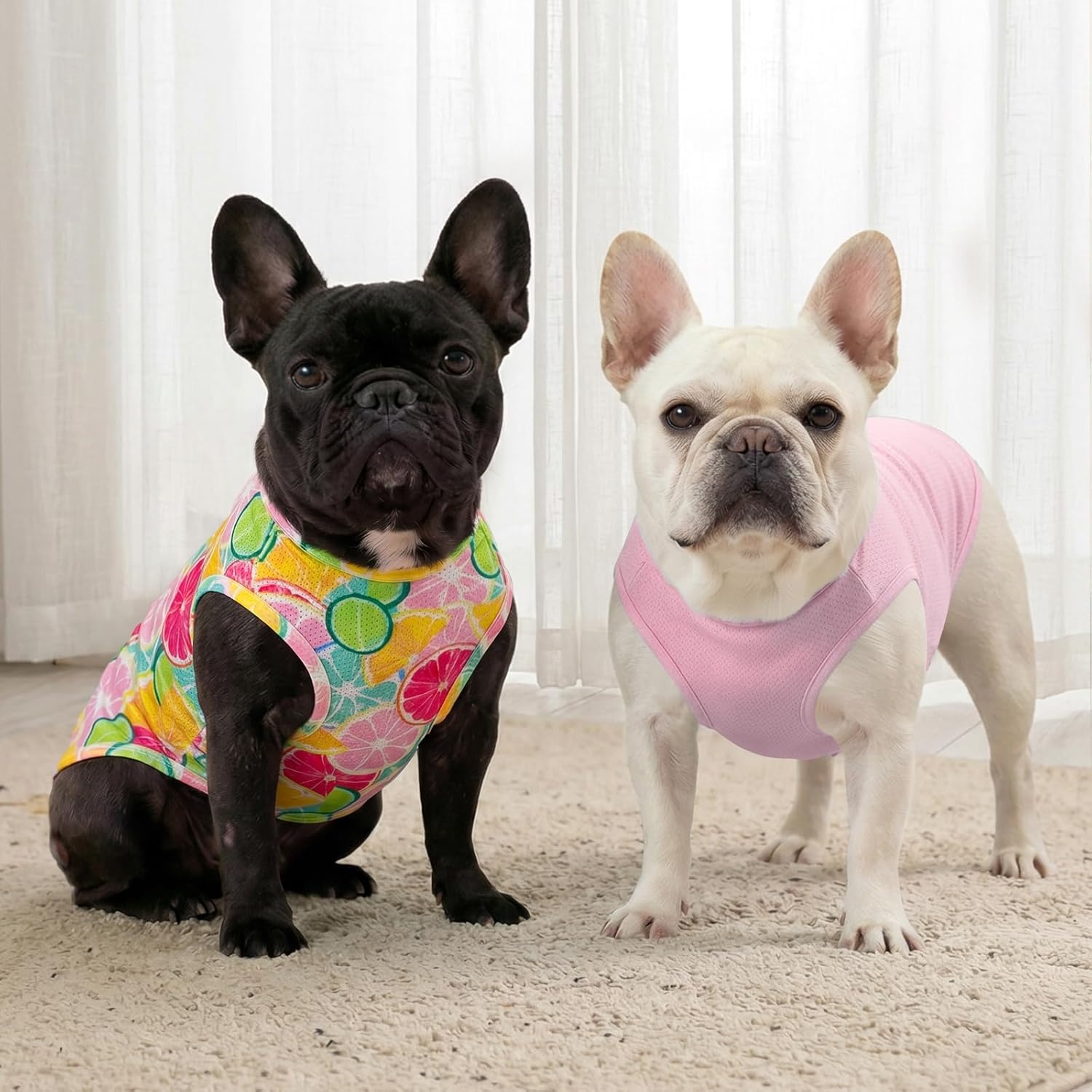 image:imageKYEESE 2Pack Dog Shirt Lightweight Sun Protection Dog T Shirts for Small Dogs Girl Breathable Mesh Tank Top Sleeveless Pet Reflective Vest Soft Summer Dogs Clothes LemonPink M4 2Pack LemonPink