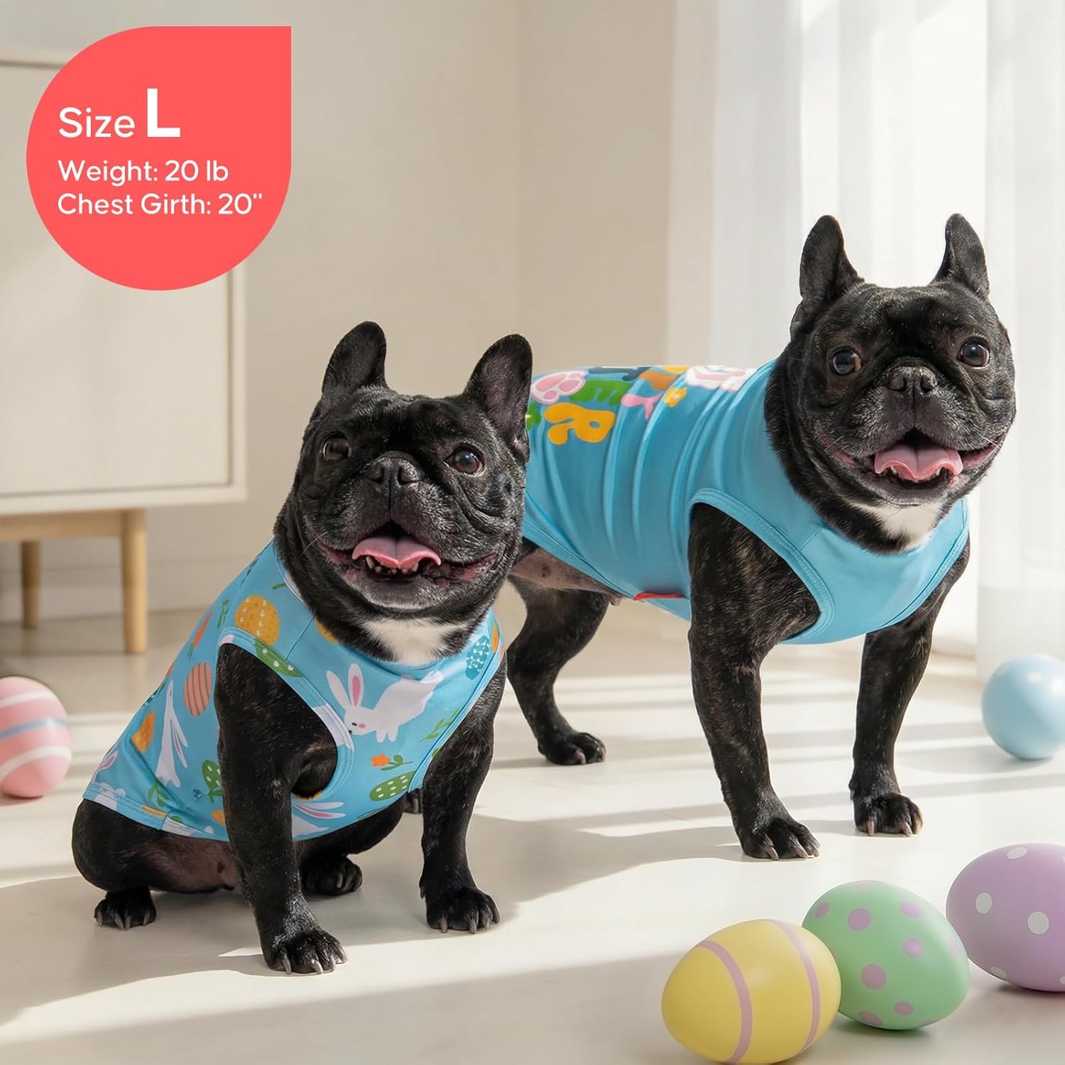 image:imageKYEESE 2Pack Dog Shirt Lightweight Sun Protection Dog T Shirts for Small Dogs Girl Breathable Mesh Tank Top Sleeveless Pet Reflective Vest Soft Summer Dogs Clothes LemonPink M8 Easter