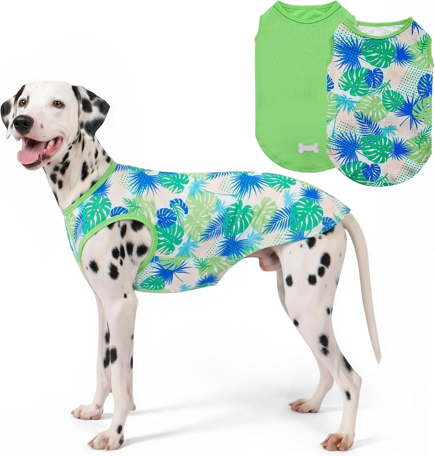 image:imageKYEESE 2Pack Dog Shirt Lightweight Sun Protection Dog T Shirts for Small Dogs Girl Breathable Mesh Tank Top Sleeveless Pet Reflective Vest Soft Summer Dogs Clothes LemonPink M2 2Pack HawaiiGreen