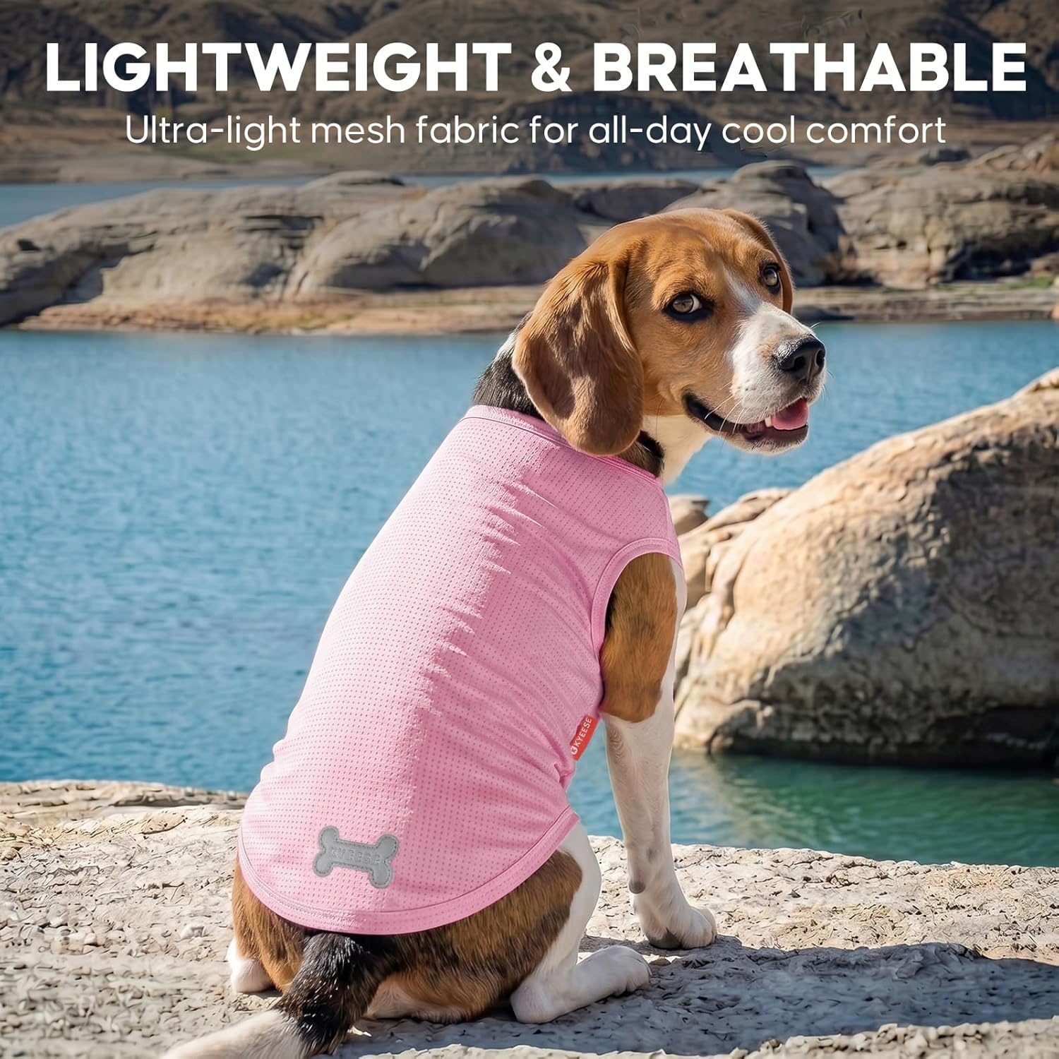 image:imageKYEESE 2Pack Dog Shirt Lightweight Sun Protection Dog T Shirts for Small Dogs Girl Breathable Mesh Tank Top Sleeveless Pet Reflective Vest Soft Summer Dogs Clothes LemonPink M4 2Pack LemonPink