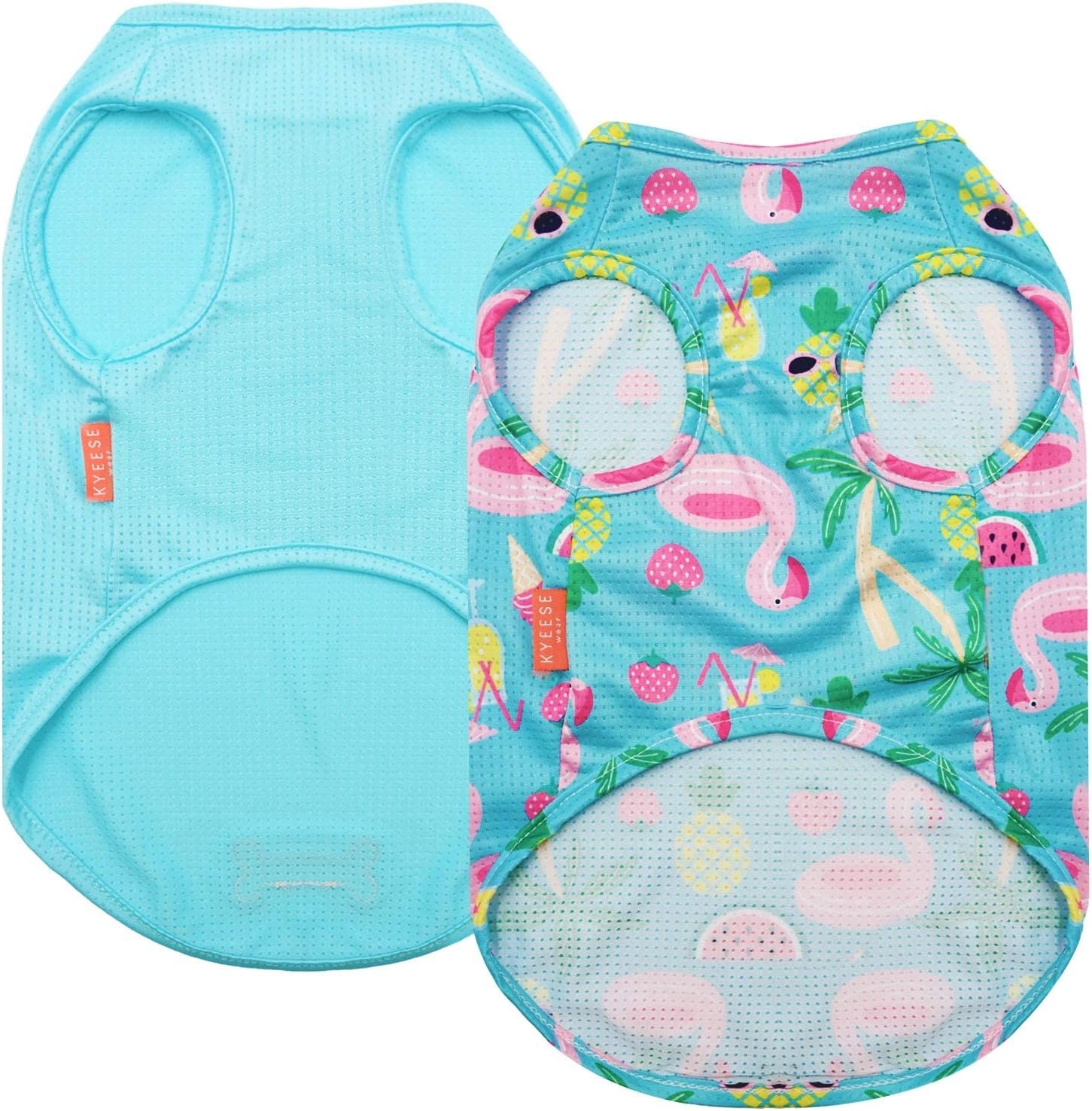 image:imageKYEESE 2Pack Dog Shirt Lightweight Sun Protection Dog T Shirts for Small Dogs Girl Breathable Mesh Tank Top Sleeveless Pet Reflective Vest Soft Summer Dogs Clothes LemonPink M1 2Pack Flamingoblue