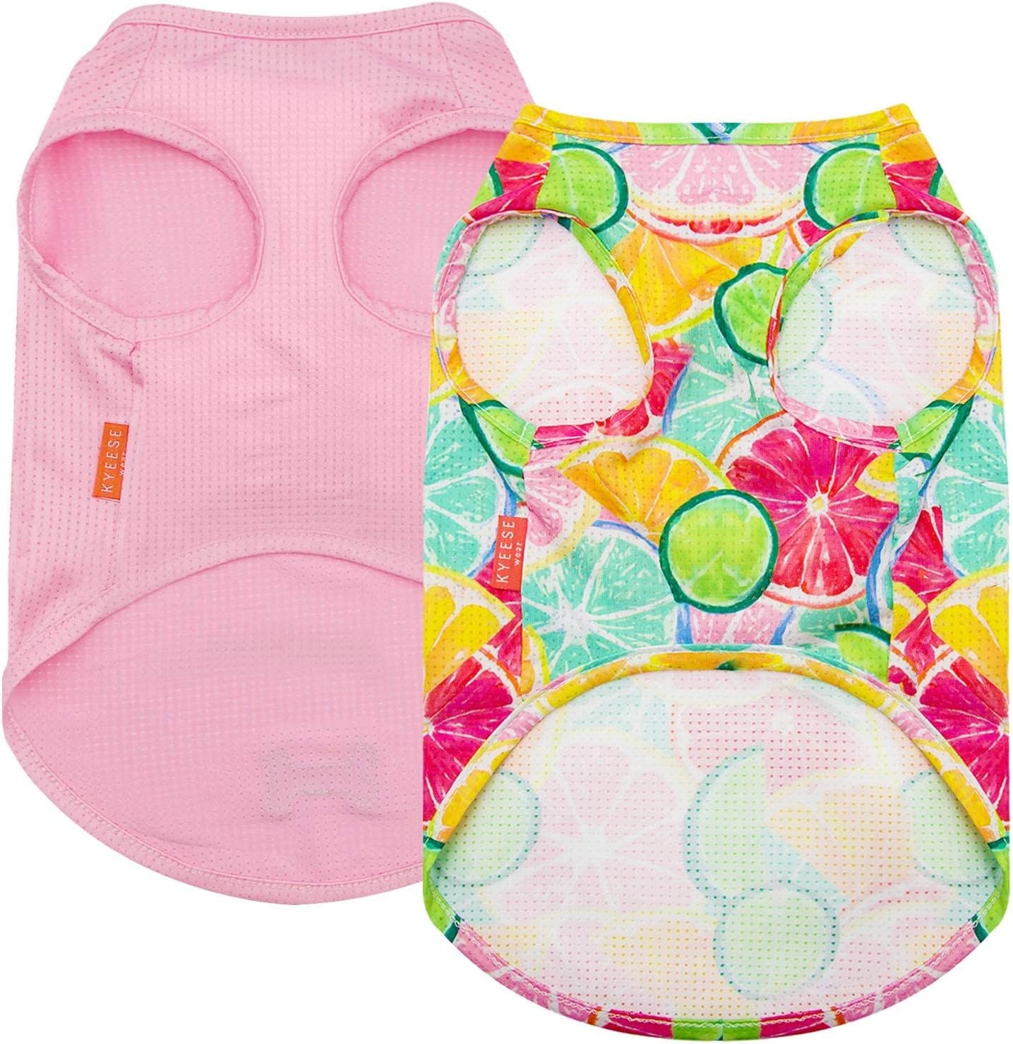 image:imageKYEESE 2Pack Dog Shirt Lightweight Sun Protection Dog T Shirts for Small Dogs Girl Breathable Mesh Tank Top Sleeveless Pet Reflective Vest Soft Summer Dogs Clothes LemonPink M4 2Pack LemonPink