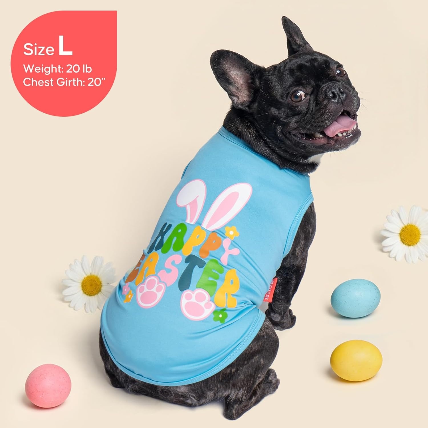 image:imageKYEESE 2Pack Dog Shirt Lightweight Sun Protection Dog T Shirts for Small Dogs Girl Breathable Mesh Tank Top Sleeveless Pet Reflective Vest Soft Summer Dogs Clothes LemonPink M8 Easter