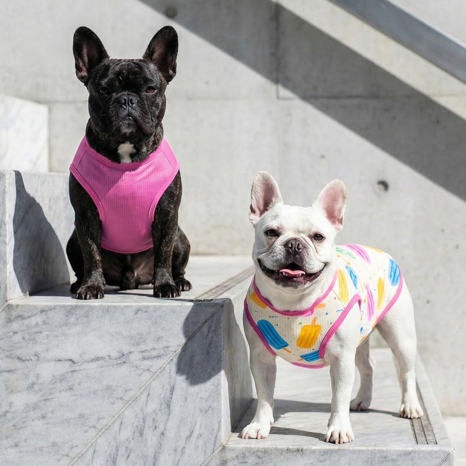image:imageKYEESE 2Pack Dog Shirt Lightweight Sun Protection Dog T Shirts for Small Dogs Girl Breathable Mesh Tank Top Sleeveless Pet Reflective Vest Soft Summer Dogs Clothes LemonPink M6 2Pack Ice PopPink