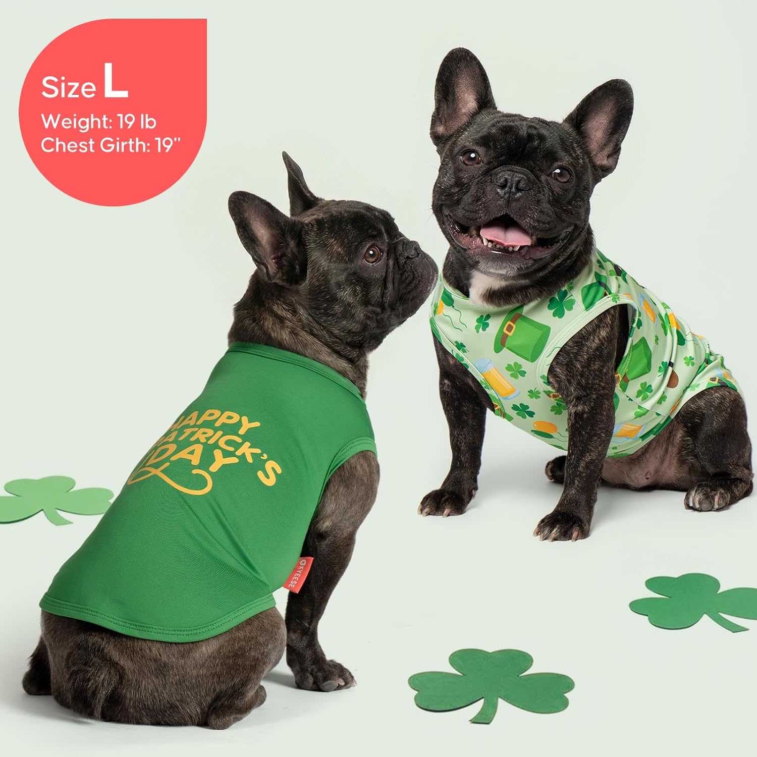 image:imageKYEESE 2Pack Dog Shirt Lightweight Sun Protection Dog T Shirts for Small Dogs Girl Breathable Mesh Tank Top Sleeveless Pet Reflective Vest Soft Summer Dogs Clothes LemonPink M7 2Pack St Patricks Day
