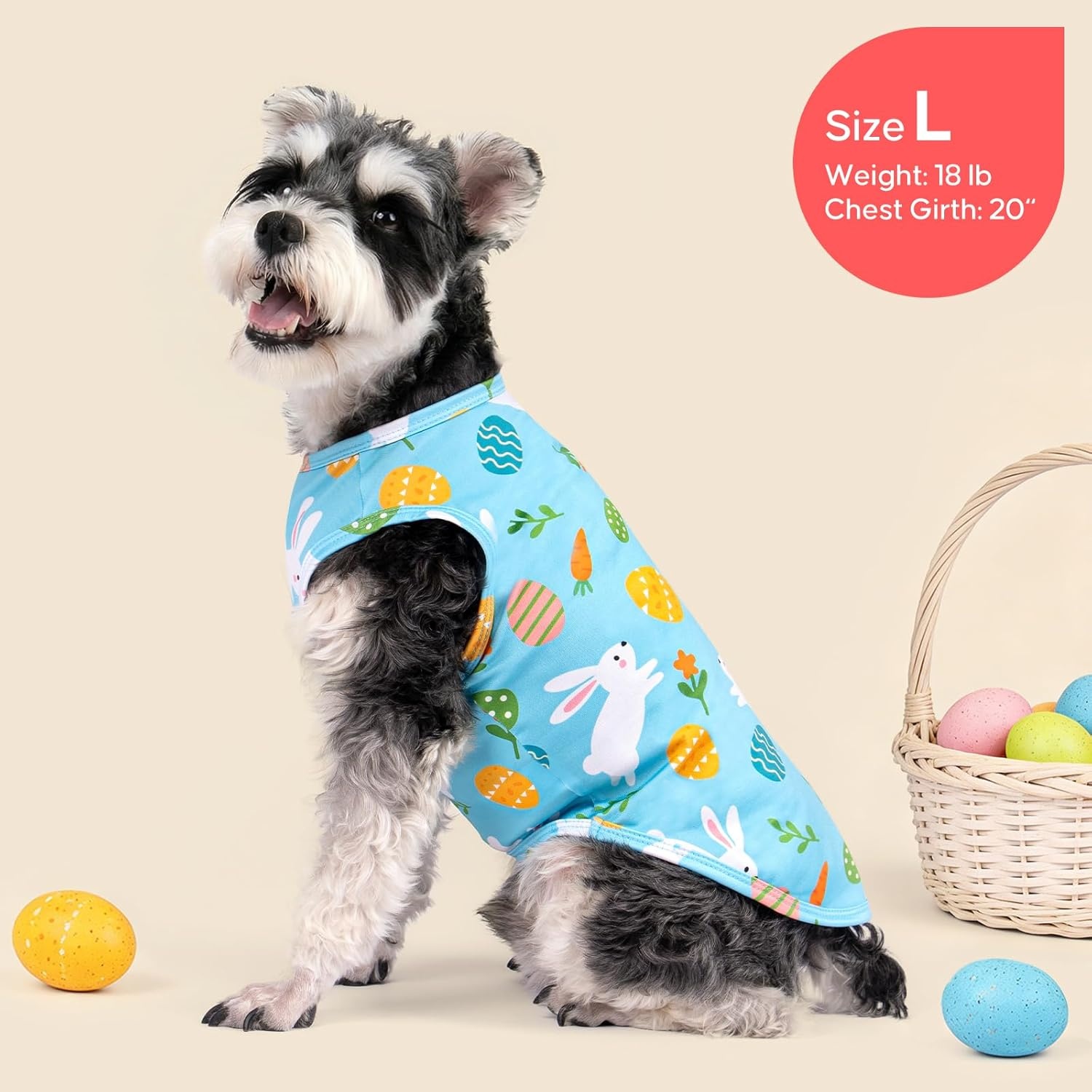 image:imageKYEESE 2Pack Dog Shirt Lightweight Sun Protection Dog T Shirts for Small Dogs Girl Breathable Mesh Tank Top Sleeveless Pet Reflective Vest Soft Summer Dogs Clothes LemonPink M8 Easter