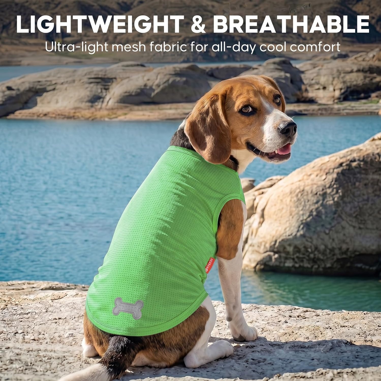 image:imageKYEESE 2Pack Dog Shirt Lightweight Sun Protection Dog T Shirts for Small Dogs Girl Breathable Mesh Tank Top Sleeveless Pet Reflective Vest Soft Summer Dogs Clothes LemonPink M2 2Pack HawaiiGreen