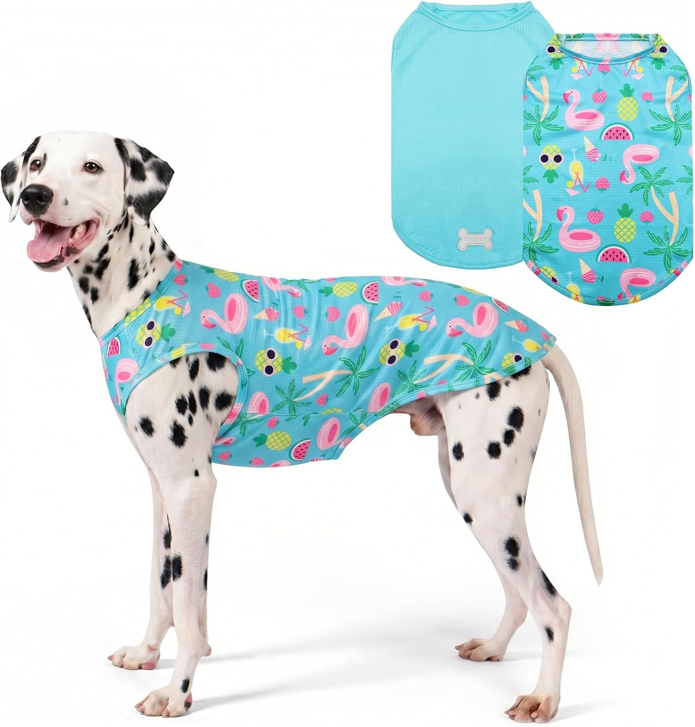image:imageKYEESE 2Pack Dog Shirt Lightweight Sun Protection Dog T Shirts for Small Dogs Girl Breathable Mesh Tank Top Sleeveless Pet Reflective Vest Soft Summer Dogs Clothes LemonPink M1 2Pack Flamingoblue