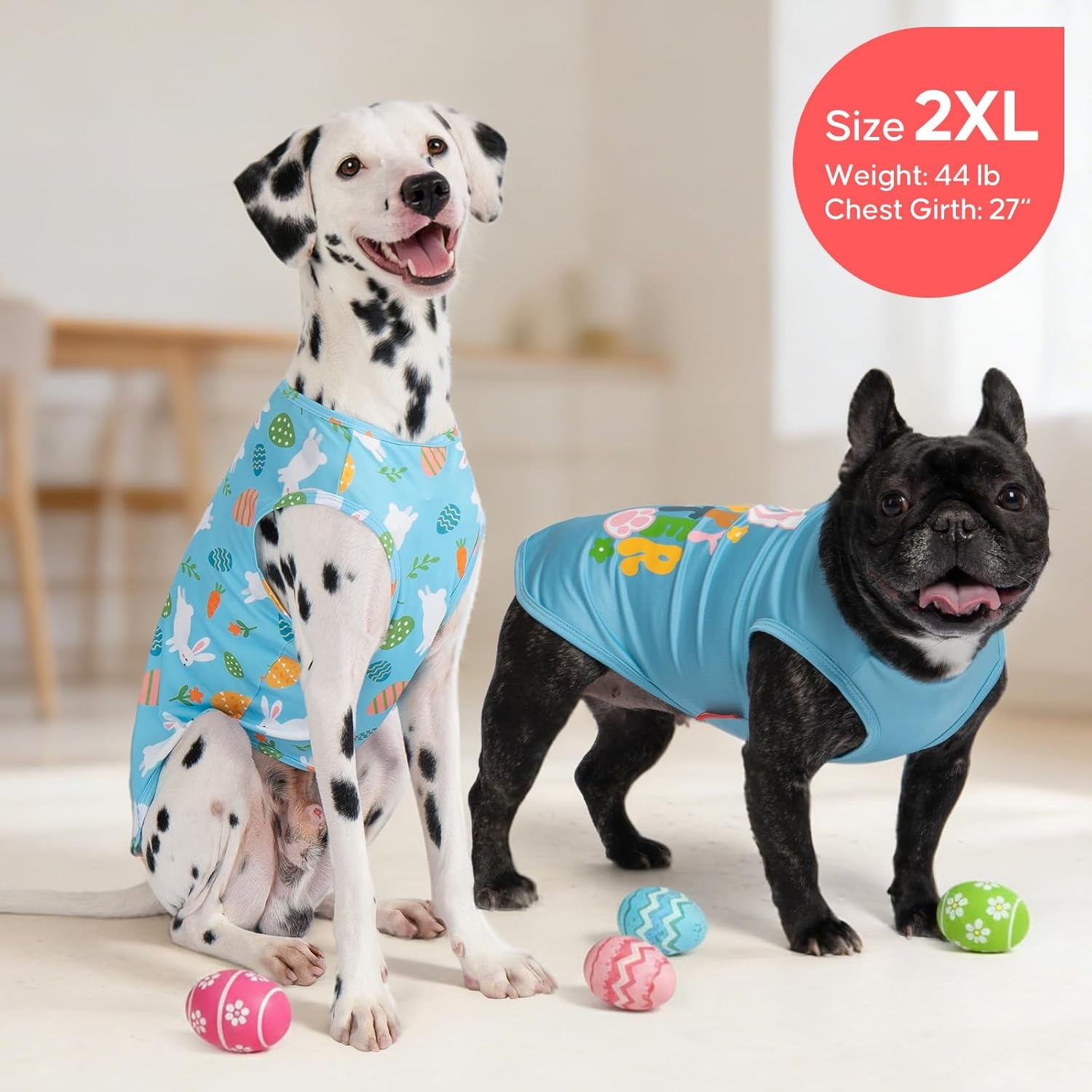 image:imageKYEESE 2Pack Dog Shirt Lightweight Sun Protection Dog T Shirts for Small Dogs Girl Breathable Mesh Tank Top Sleeveless Pet Reflective Vest Soft Summer Dogs Clothes LemonPink M8 Easter
