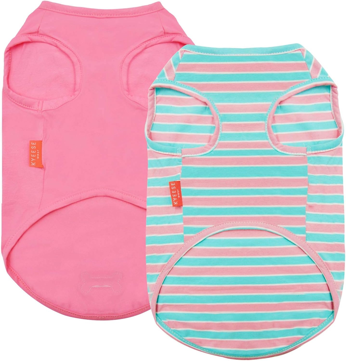 image:imageKYEESE 2Pack Dog Shirt Soft Striped Dogs T Shirts Lightweight Doggie Tank Top Cat Clothes Sleeveless Dog Shirt for Small Dogs Stretchy Pet Vest Pink Medium01 2Pack PinkStriped