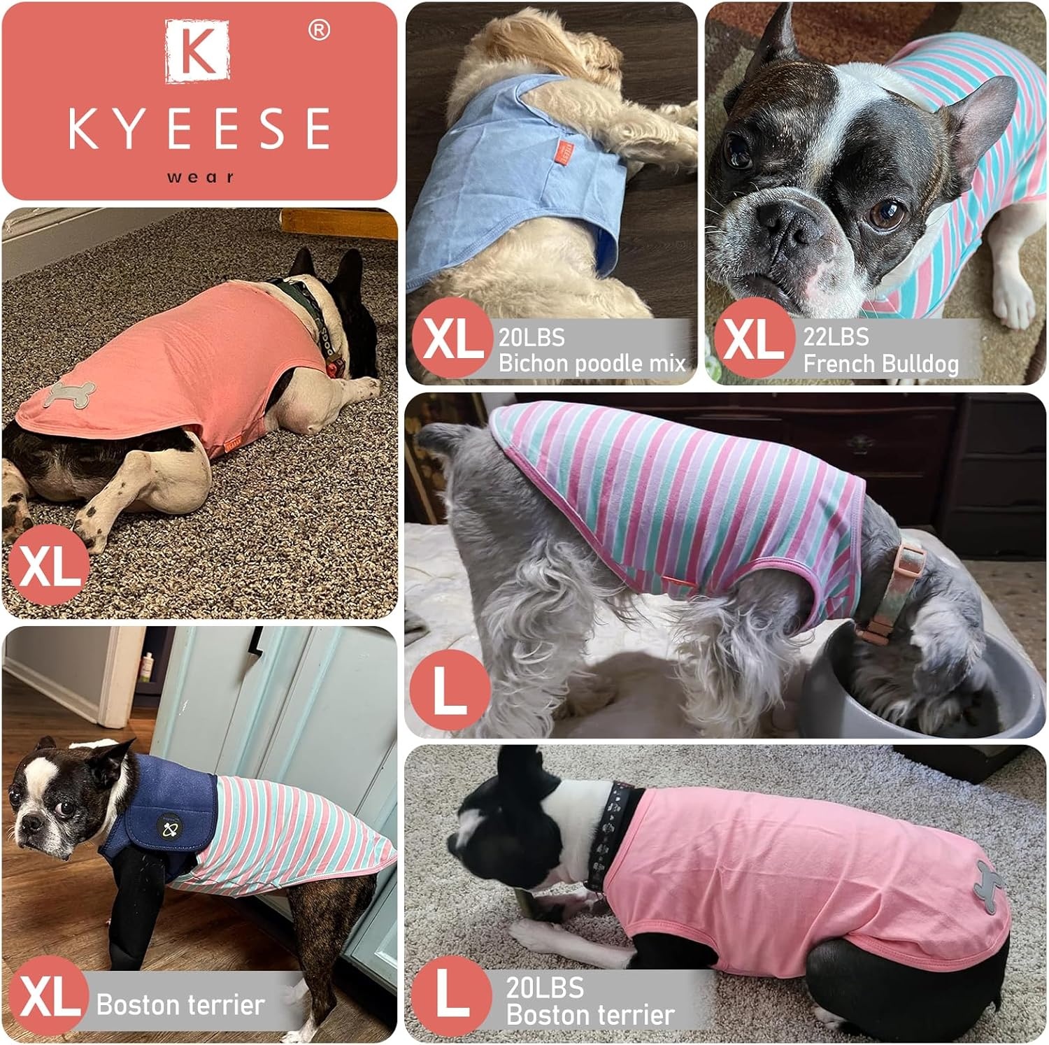 image:imageKYEESE 2Pack Dog Shirt Soft Striped Dogs T Shirts Lightweight Doggie Tank Top Cat Clothes Sleeveless Dog Shirt for Small Dogs Stretchy Pet Vest Pink Medium04 2Pack PurplePurple Striped
