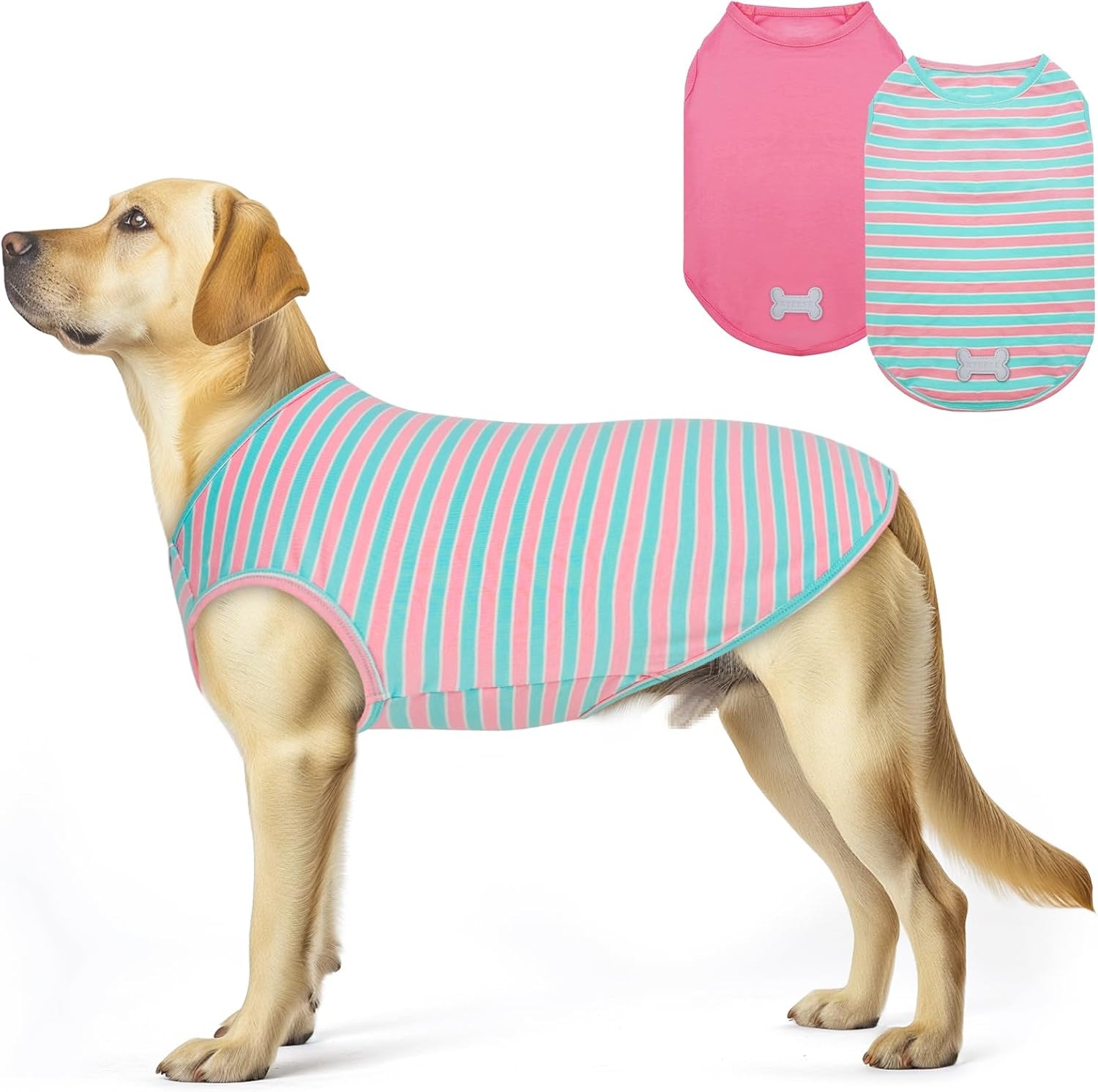 image:imageKYEESE 2Pack Dog Shirt Soft Striped Dogs T Shirts Lightweight Doggie Tank Top Cat Clothes Sleeveless Dog Shirt for Small Dogs Stretchy Pet Vest Pink Medium01 2Pack PinkStriped