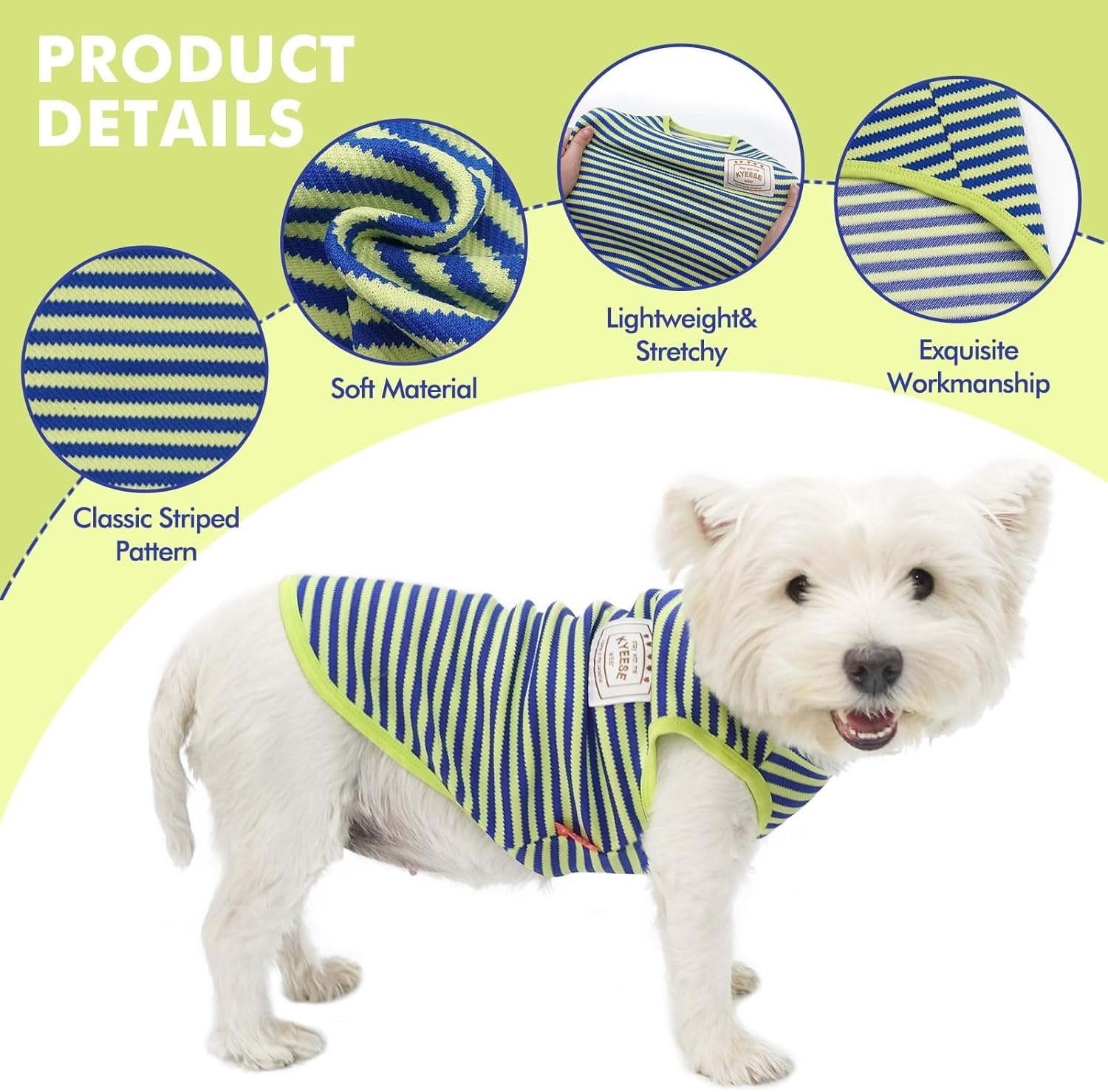 image:imageKYEESE 2Pack Dog Shirt Soft Striped Dogs T Shirts Lightweight Doggie Tank Top Cat Clothes Sleeveless Dog Shirt for Small Dogs Stretchy Pet Vest Pink Medium10 OrangeGreen