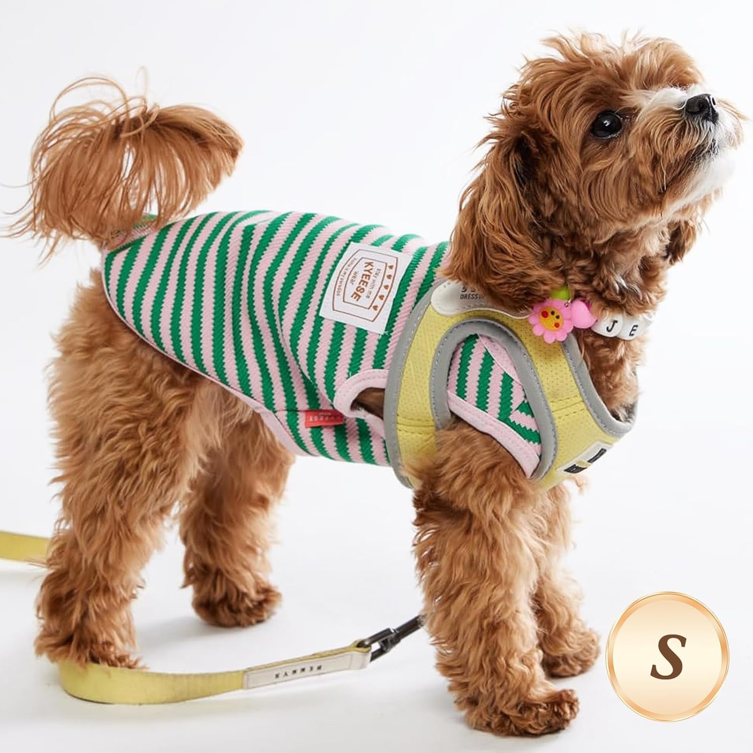 image:imageKYEESE 2Pack Dog Shirt Soft Striped Dogs T Shirts Lightweight Doggie Tank Top Cat Clothes Sleeveless Dog Shirt for Small Dogs Stretchy Pet Vest Pink Medium05 2Pack GreenStriped