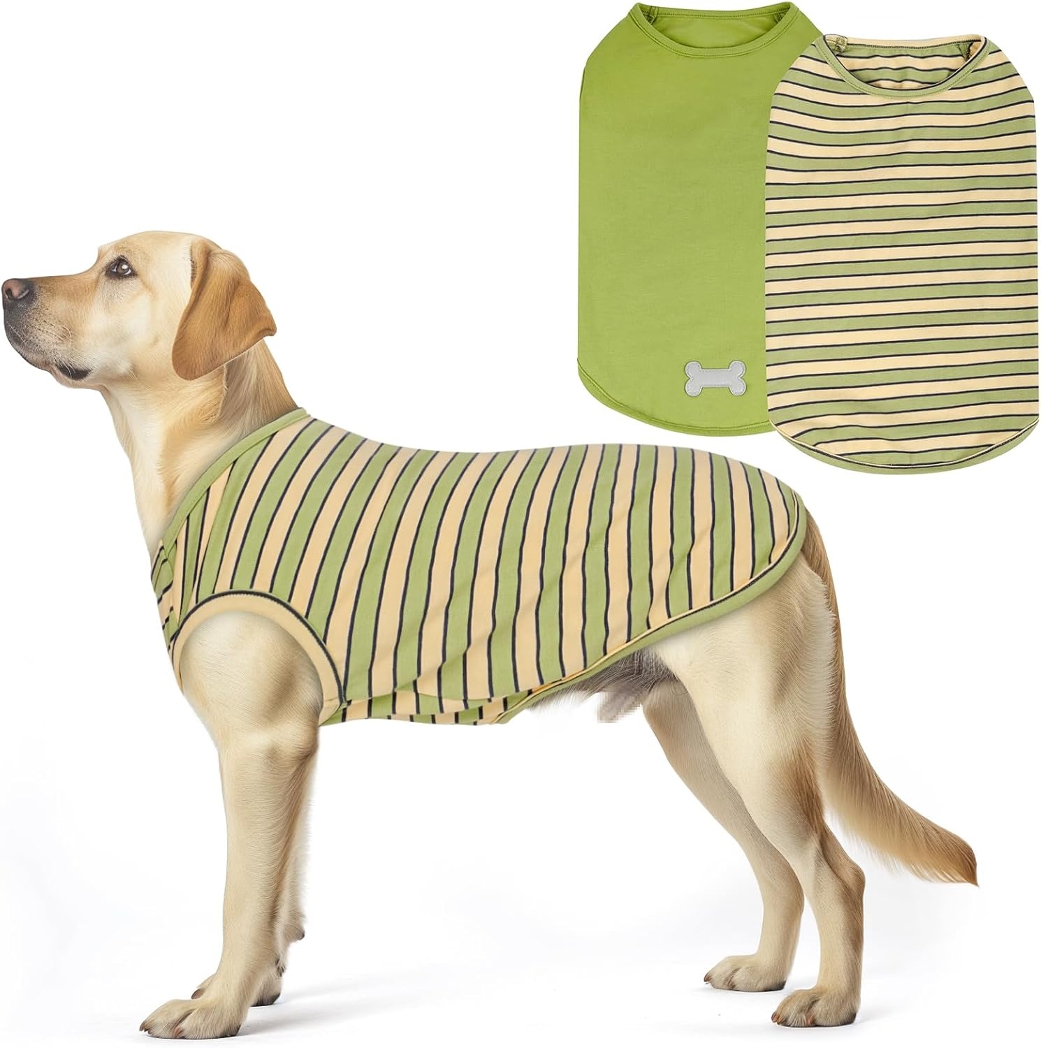 image:imageKYEESE 2Pack Dog Shirt Soft Striped Dogs T Shirts Lightweight Doggie Tank Top Cat Clothes Sleeveless Dog Shirt for Small Dogs Stretchy Pet Vest Pink Medium05 2Pack GreenStriped