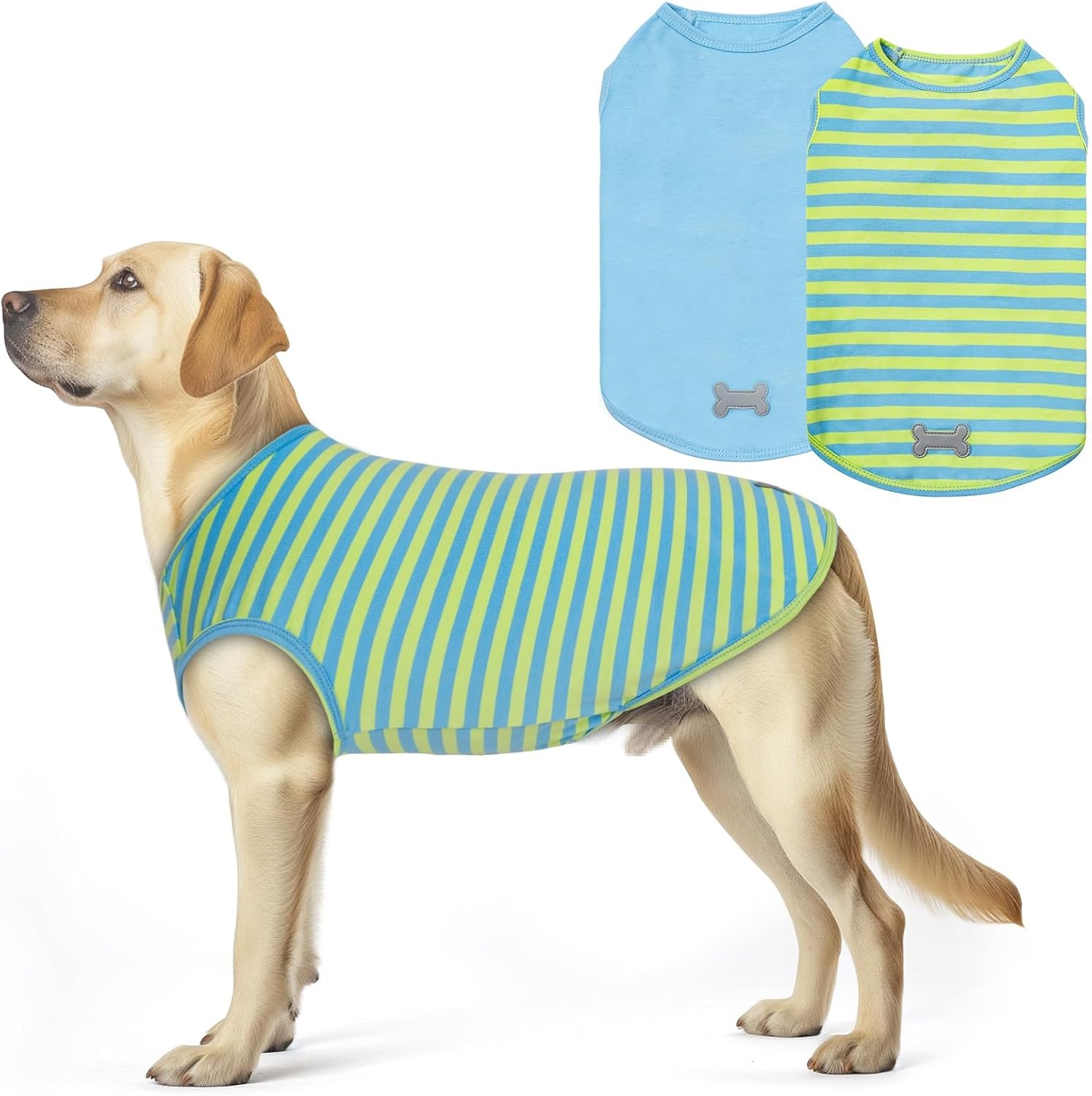 image:imageKYEESE 2Pack Dog Shirt Soft Striped Dogs T Shirts Lightweight Doggie Tank Top Cat Clothes Sleeveless Dog Shirt for Small Dogs Stretchy Pet Vest Pink Medium06 2Pack BlueStriped