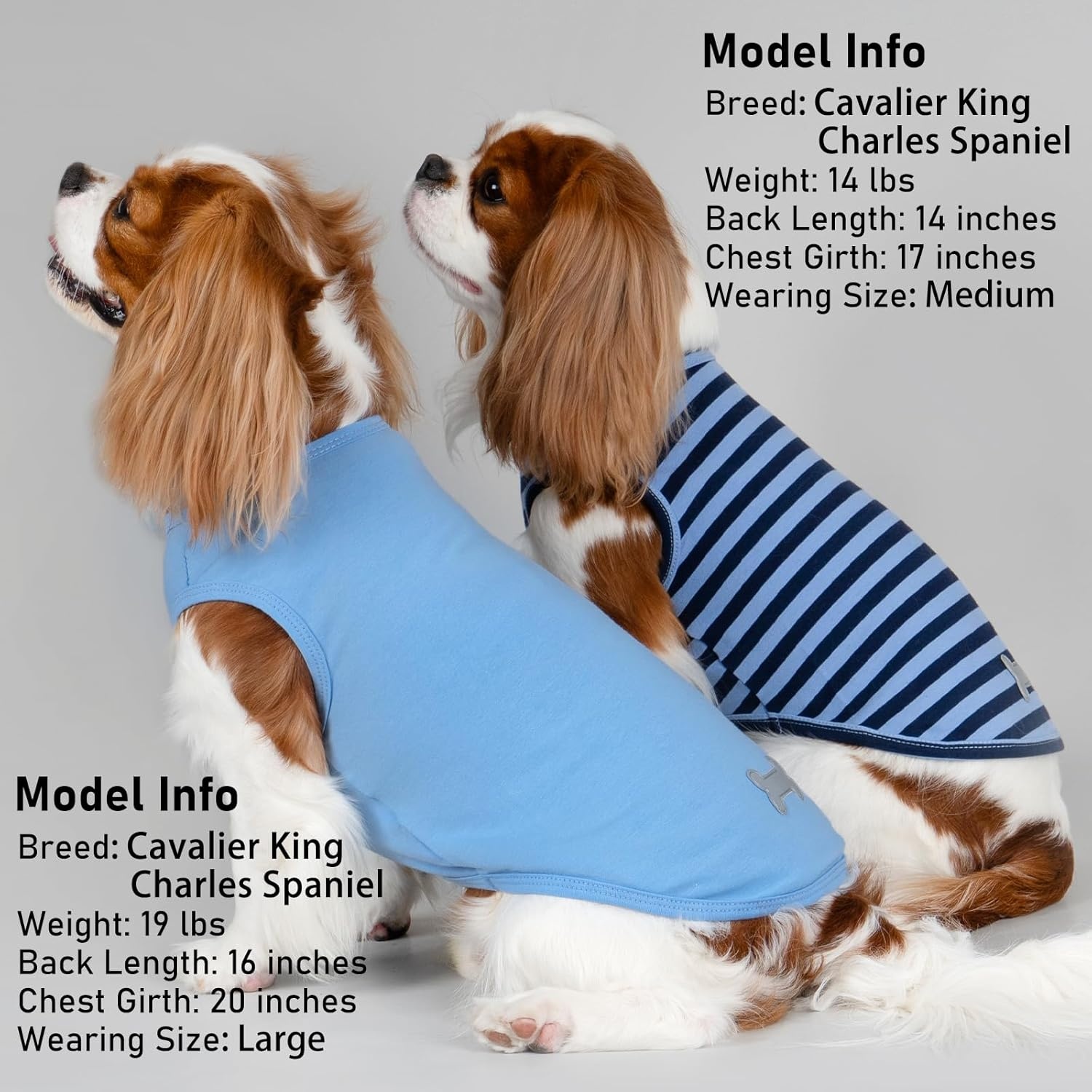 image:imageKYEESE 2Pack Dog Shirt Soft Striped Dogs T Shirts Lightweight Doggie Tank Top Cat Clothes Sleeveless Dog Shirt for Small Dogs Stretchy Pet Vest Pink Medium02 2Pack Dark BlueStriped