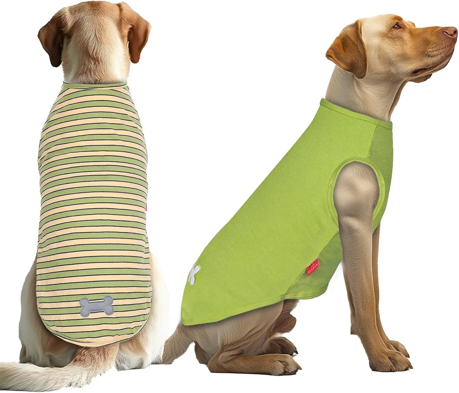 image:imageKYEESE 2Pack Dog Shirt Soft Striped Dogs T Shirts Lightweight Doggie Tank Top Cat Clothes Sleeveless Dog Shirt for Small Dogs Stretchy Pet Vest Pink Medium05 2Pack GreenStriped