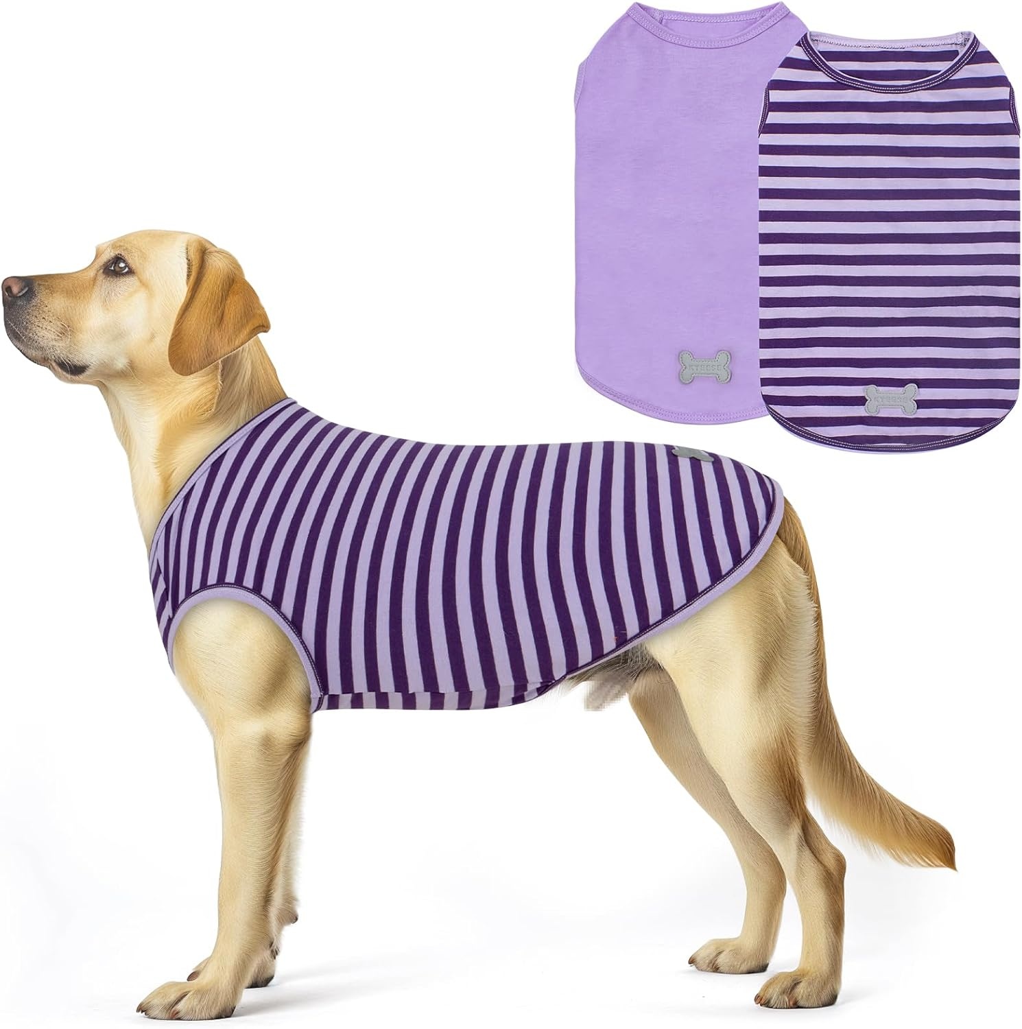 image:imageKYEESE 2Pack Dog Shirt Soft Striped Dogs T Shirts Lightweight Doggie Tank Top Cat Clothes Sleeveless Dog Shirt for Small Dogs Stretchy Pet Vest Pink Medium03 2Pack PurplePurple Striped