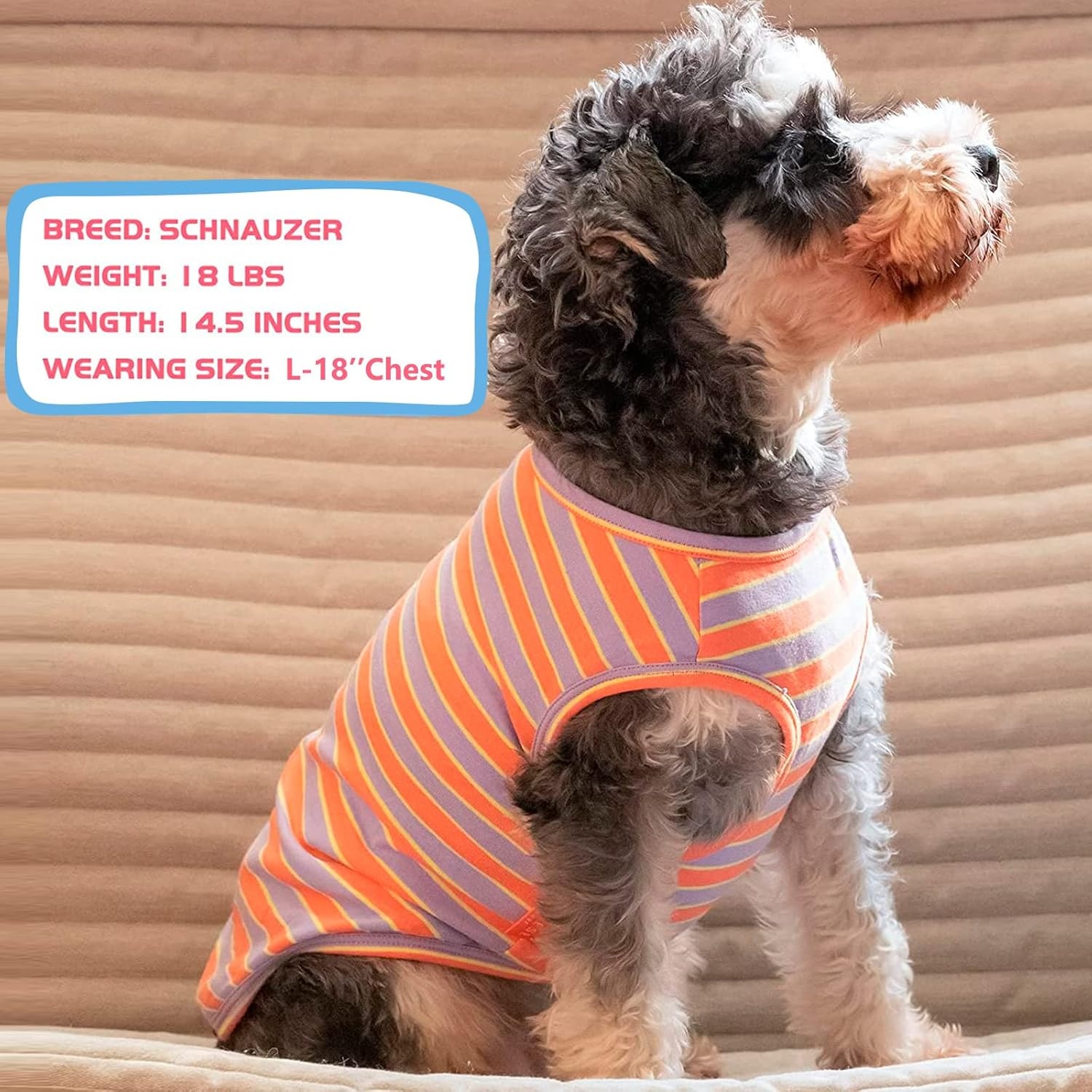 image:imageKYEESE 2Pack Dog Shirt Soft Striped Dogs T Shirts Lightweight Doggie Tank Top Cat Clothes Sleeveless Dog Shirt for Small Dogs Stretchy Pet Vest Pink Medium07 2Pack Orange StripedPurple