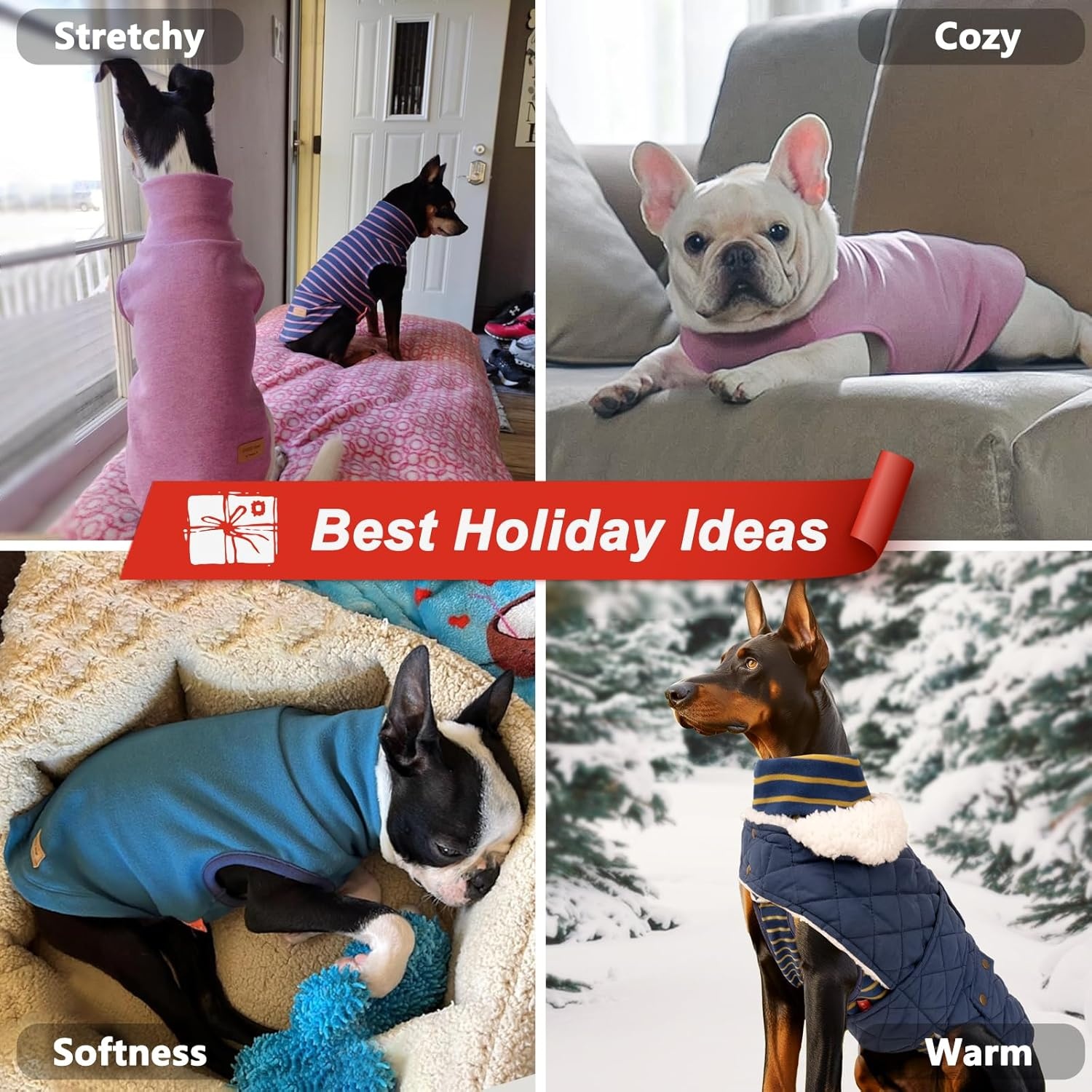 image:imageKYEESE 2Pack Dog Sweater Pullover Pet Sweatshirt Stretchy Dogs Clothes Soft Pets Clothes Warm Doggie Coats Turtleneck Small Pets Sweaters Dog Sweaters for Small Dogs Male4 StripeGreen