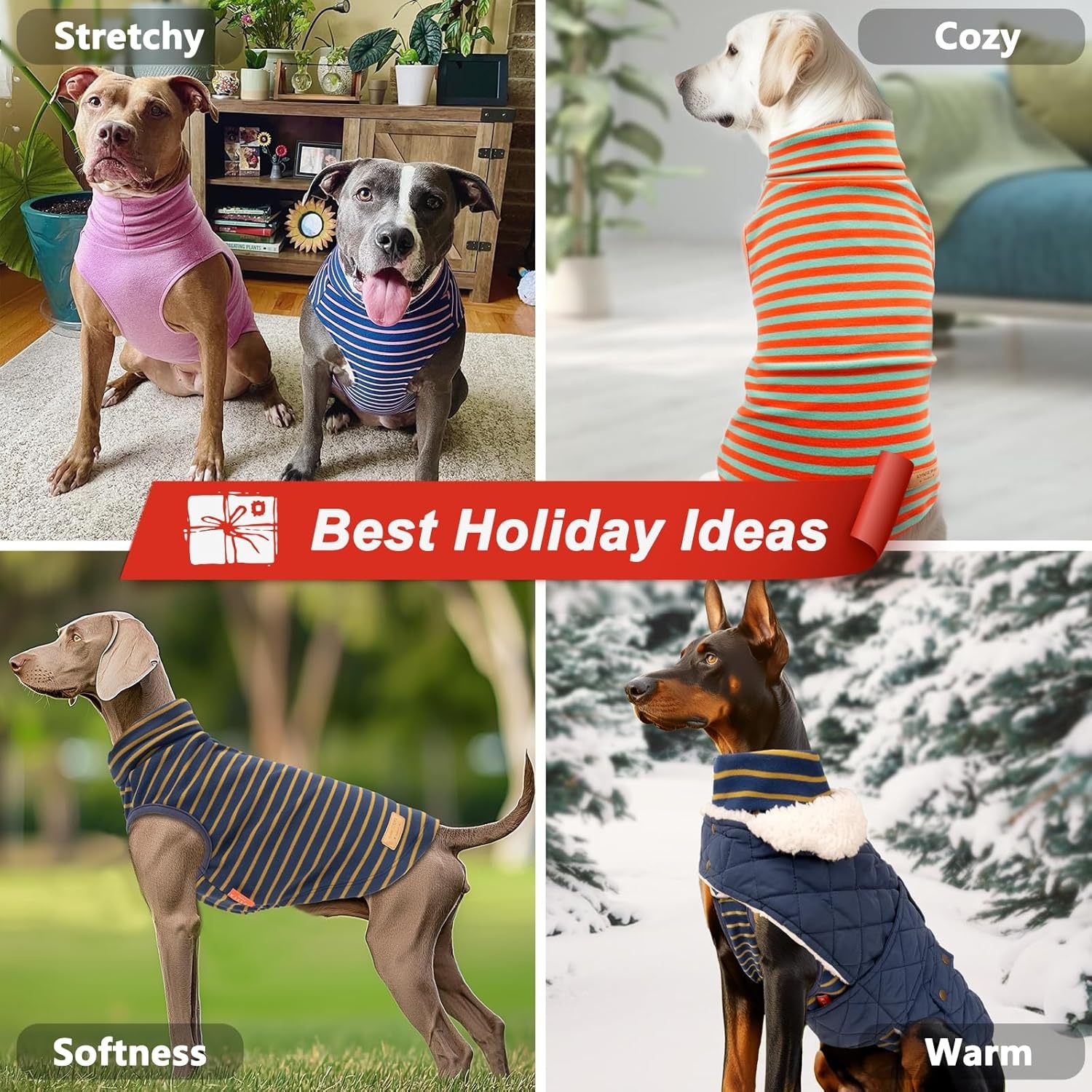 image:imageKYEESE 2Pack Dog Sweater Pullover Pet Sweatshirt Stretchy Dogs Clothes Soft Pets Clothes Warm Doggie Coats Turtleneck Small Pets Sweaters Dog Sweaters for Small Dogs Male4 StripeGreen