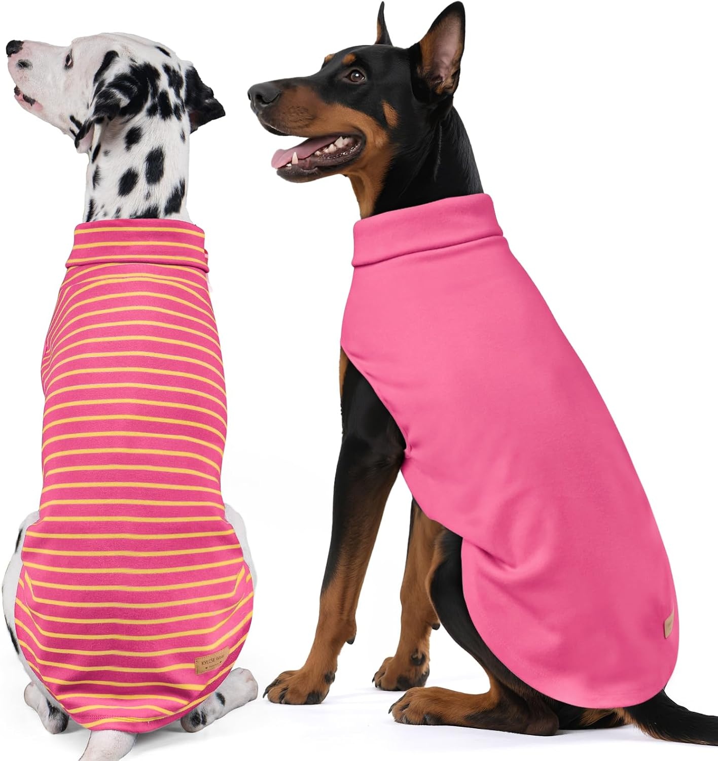 image:imageKYEESE 2Pack Dog Sweater Pullover Pet Sweatshirt Stretchy Dogs Clothes Soft Pets Clothes Warm Doggie Coats Turtleneck Small Pets Sweaters Dog Sweaters for Small Dogs Male8 PinkPink Stripe