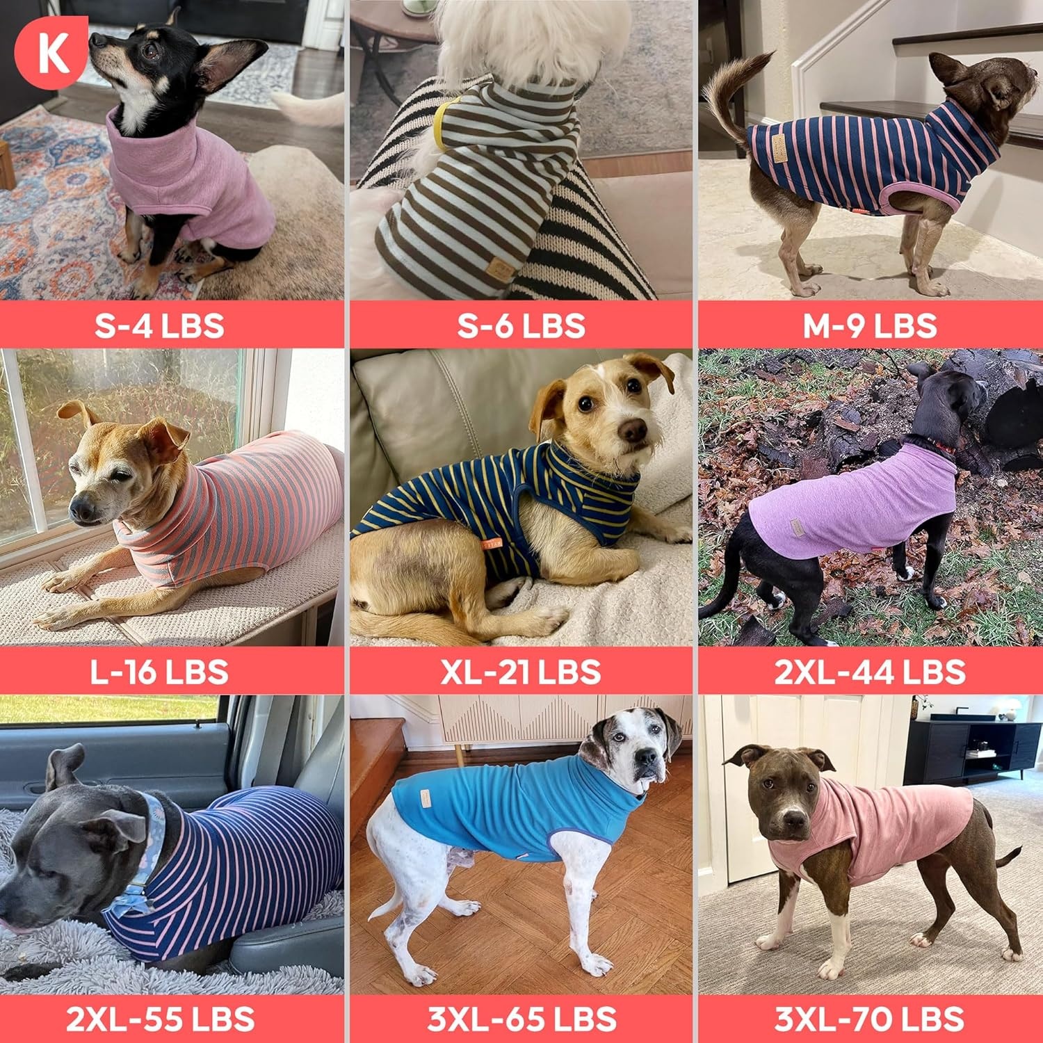 image:imageKYEESE 2Pack Dog Sweater Pullover Pet Sweatshirt Stretchy Dogs Clothes Soft Pets Clothes Warm Doggie Coats Turtleneck Small Pets Sweaters Dog Sweaters for Small Dogs Male8 PinkPink Stripe