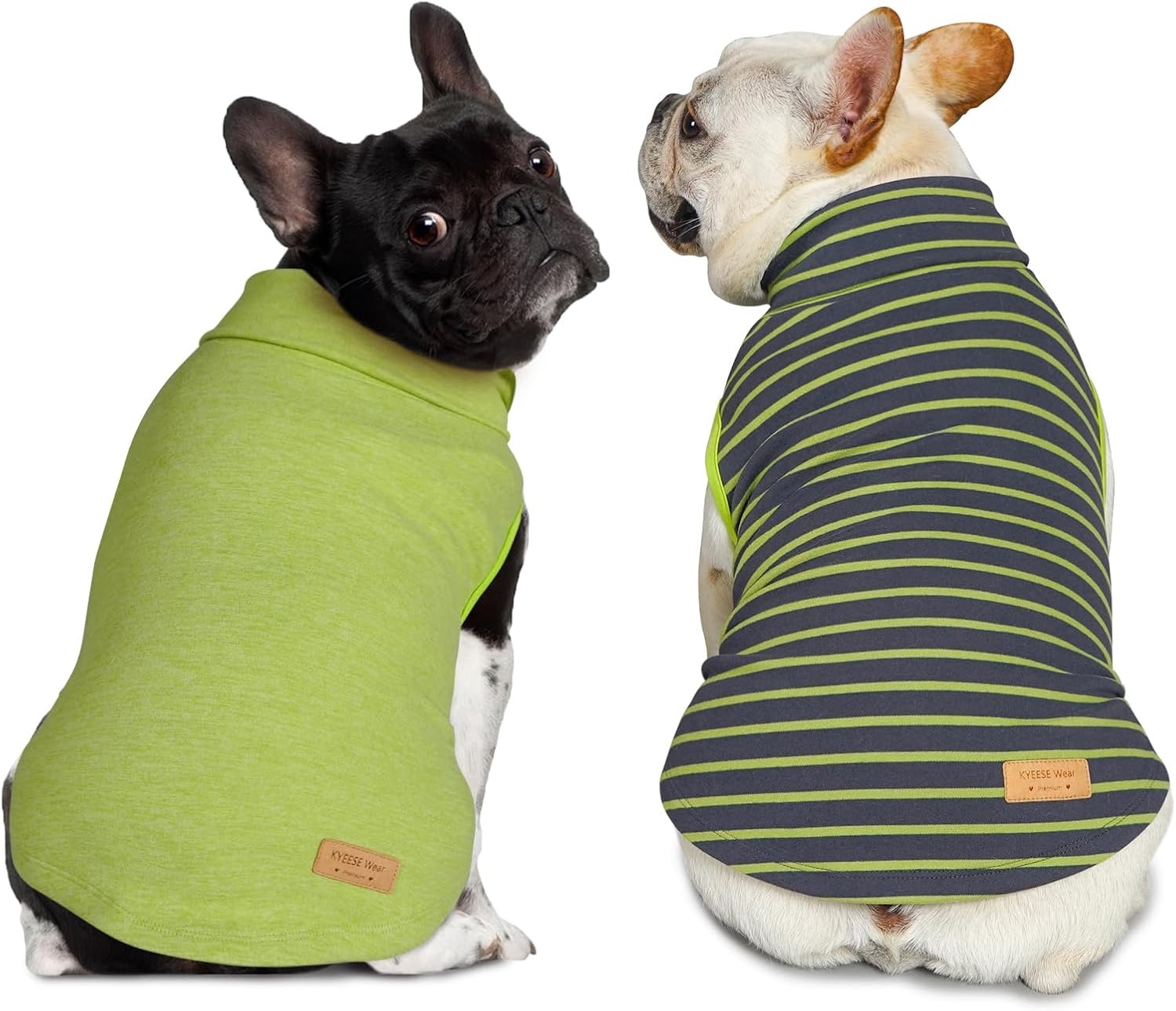 image:imageKYEESE 2Pack Dog Sweater Pullover Pet Sweatshirt Stretchy Dogs Clothes Soft Pets Clothes Warm Doggie Coats Turtleneck Small Pets Sweaters Dog Sweaters for Small Dogs Male4 StripeGreen